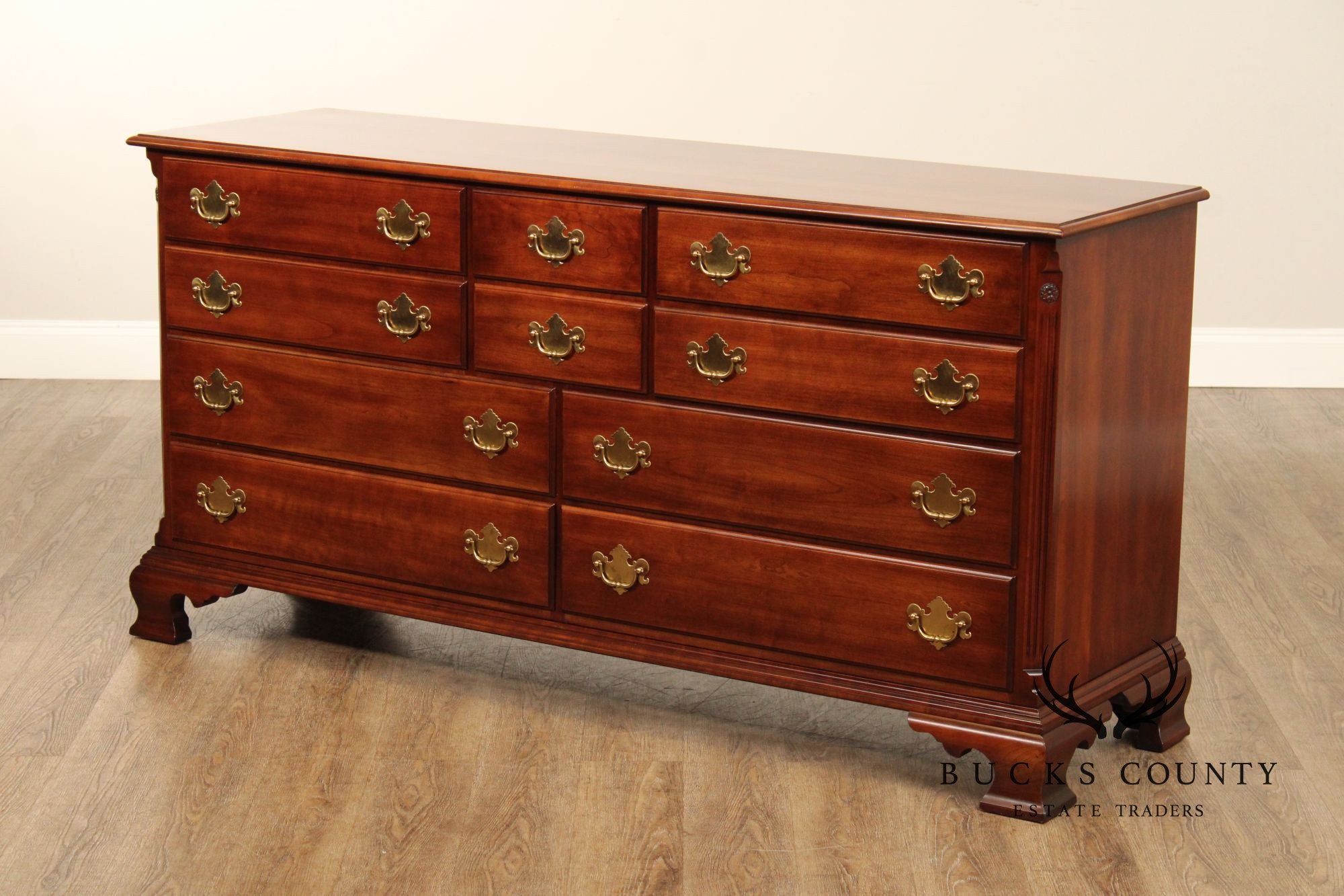 Statton Chippendale Style Solid Cherry Chest of Drawers