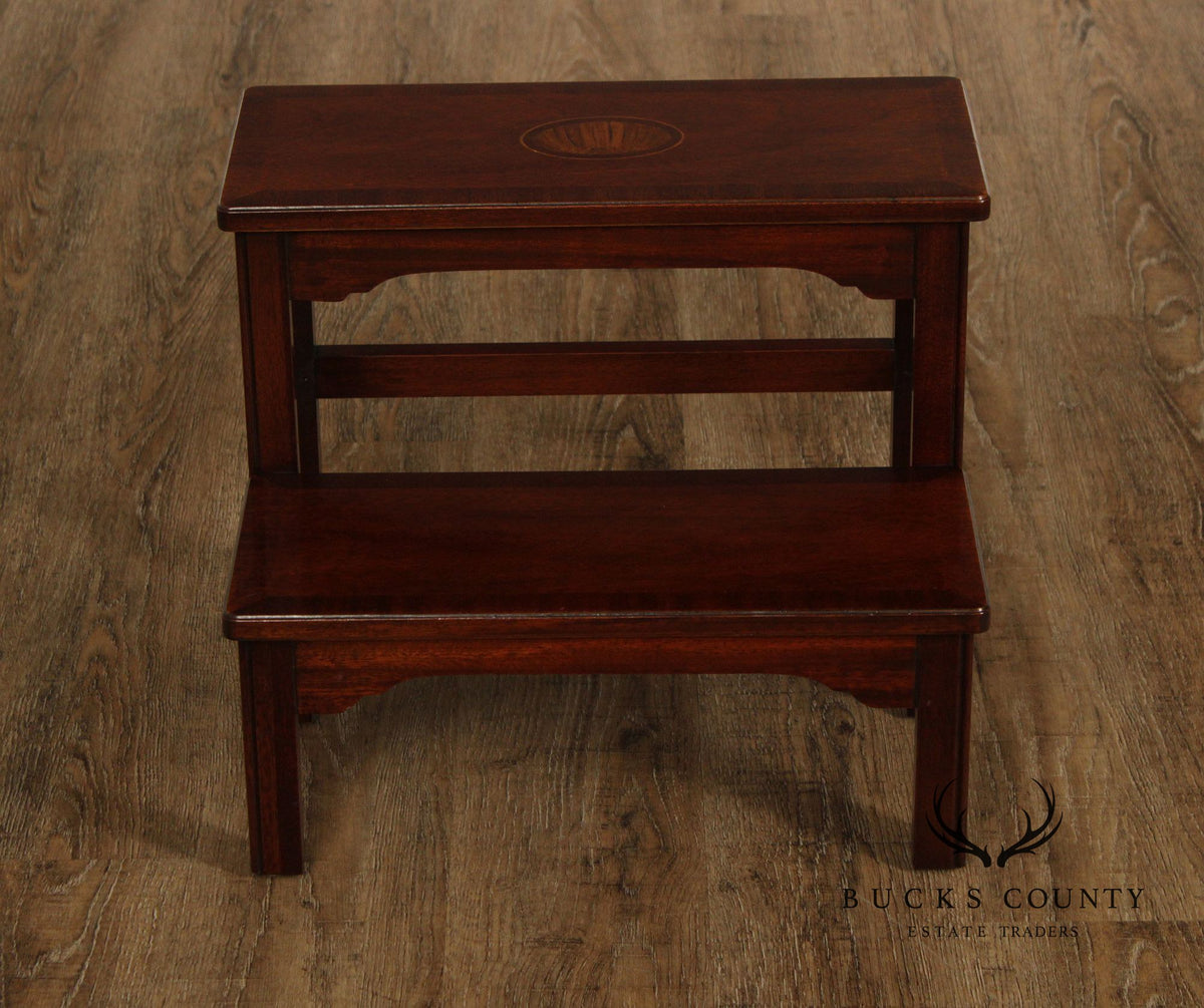 Councill Craftsmen Chippendale Style Inlaid Mahogany Bed Steps
