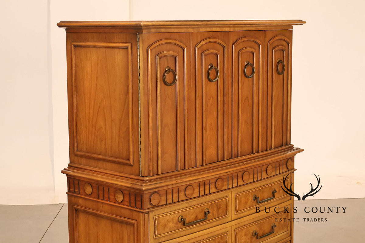 Vintage Neoclassical Style Burlwood Gentleman's Chest