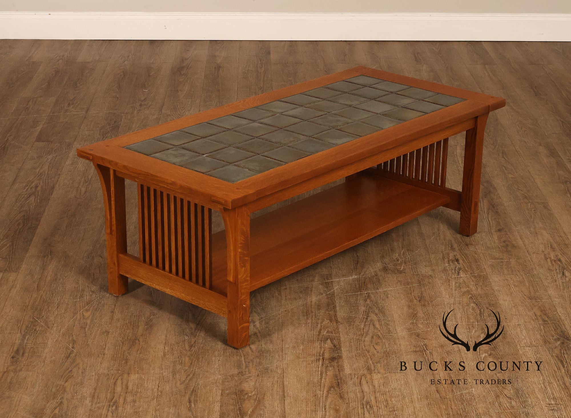 Stickley Mission Collection Oak Tile Top Coffee Table