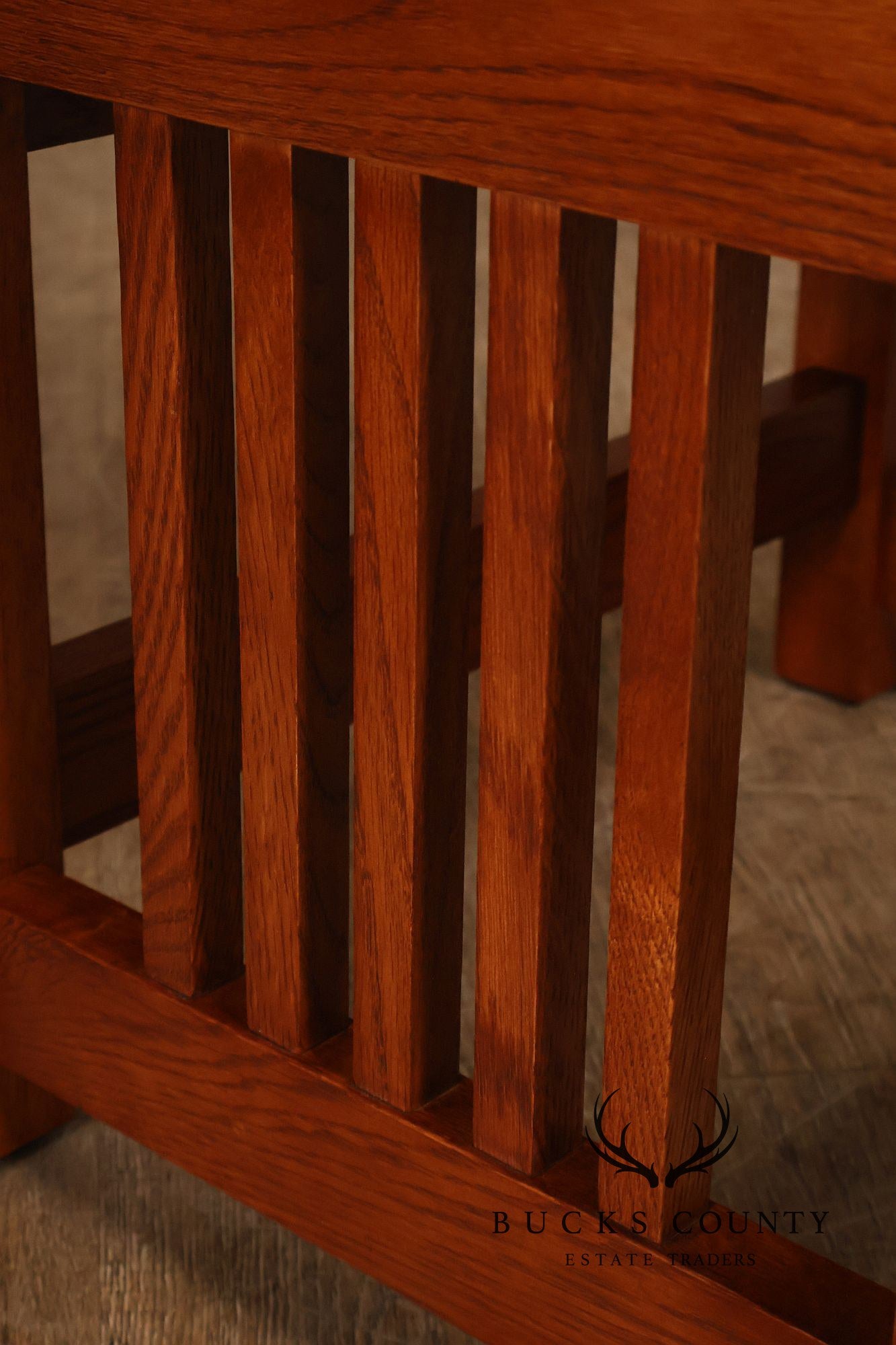 Bassett Furniture Mission Style Oak and Leather Foot Stool