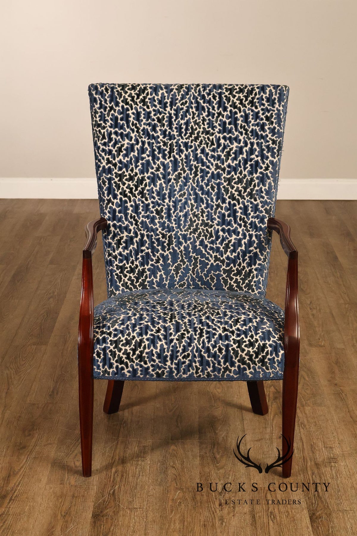Contemporary Pair of Upholstered Dining Armchairs