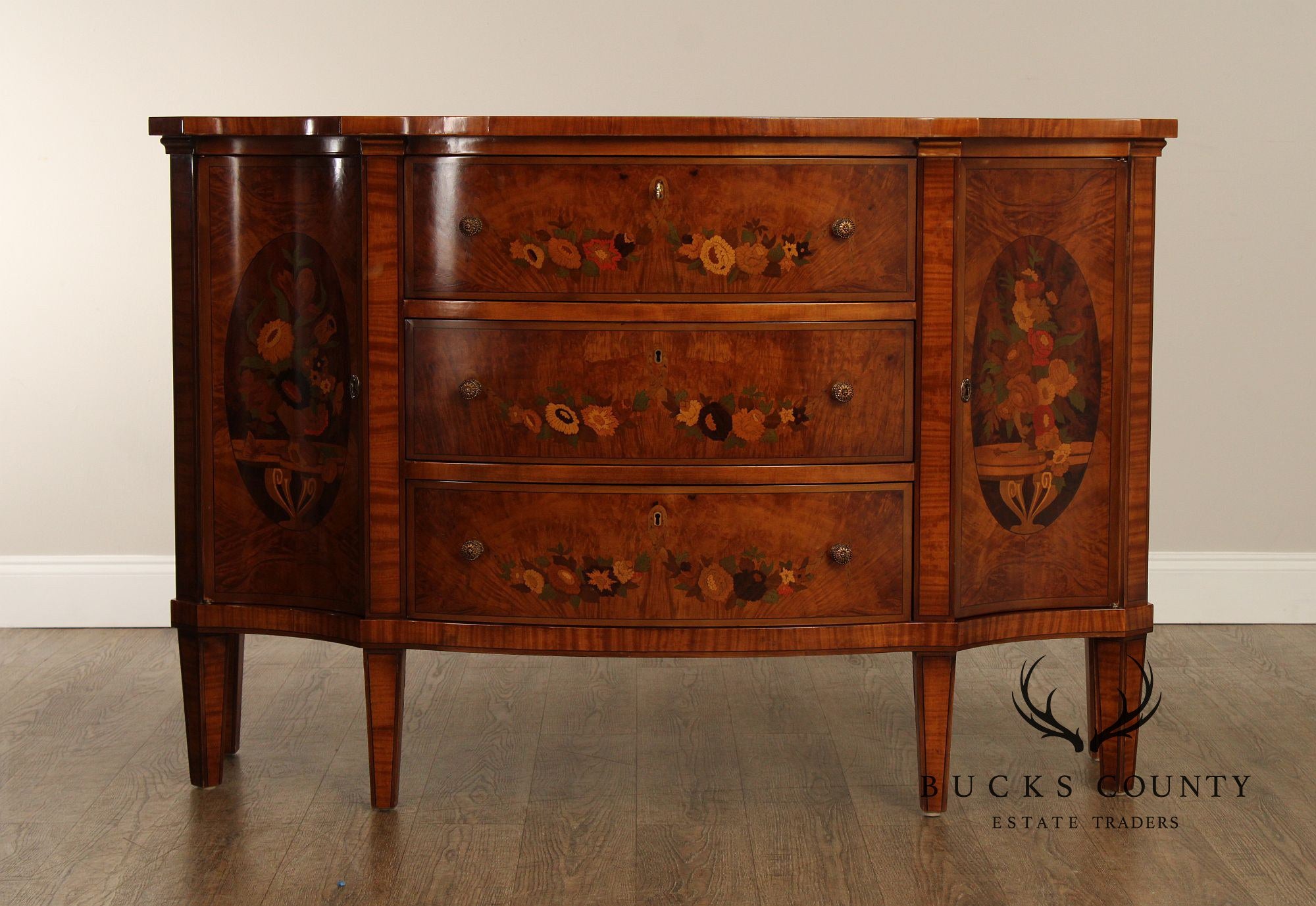 Italian Neoclassical Style Marquetry Inlaid Sideboard Server