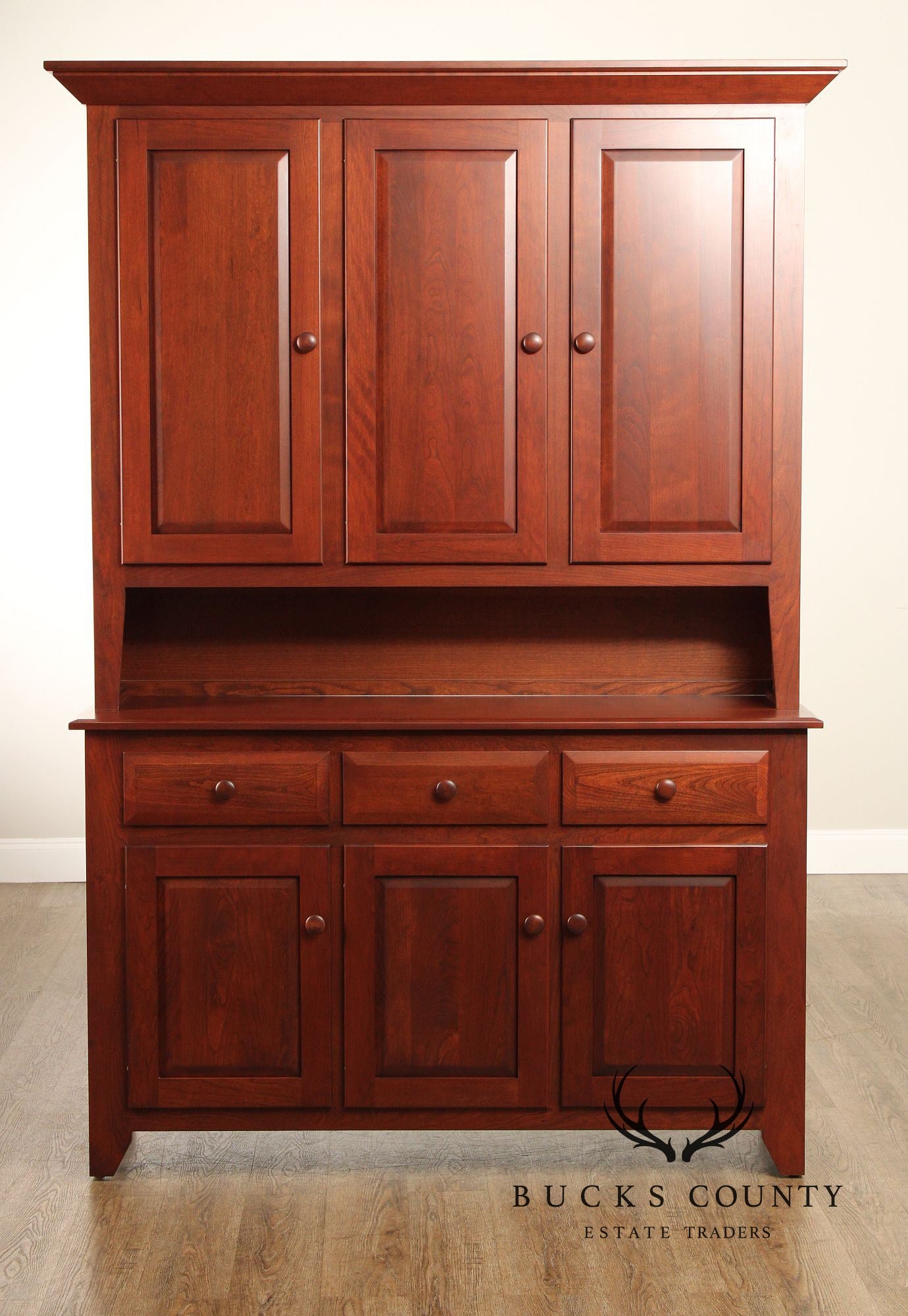 Early American Style Custom Cherry Stepback Cupboard