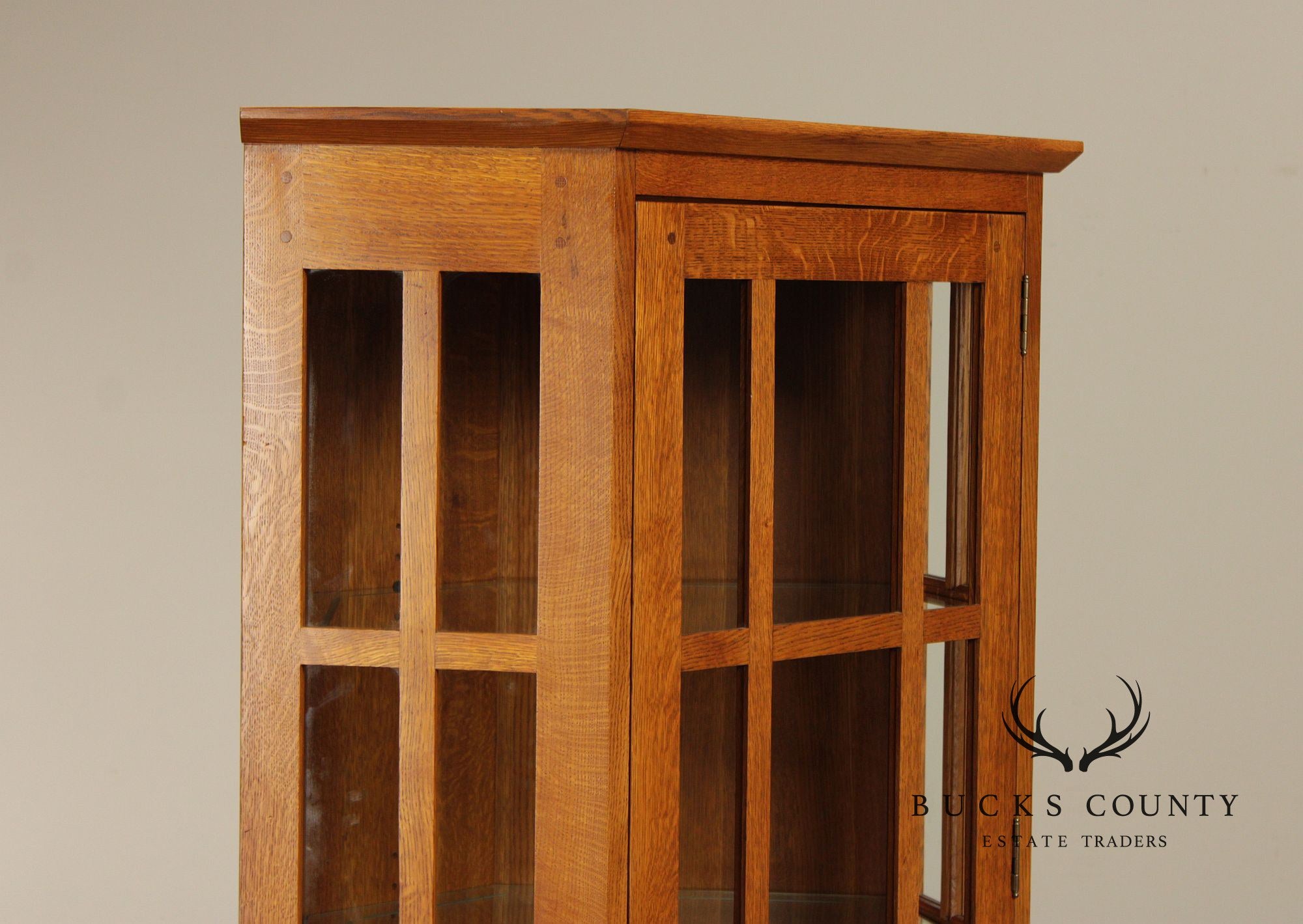 Stickley Mission Collection Oak Corner Curio Cabinet