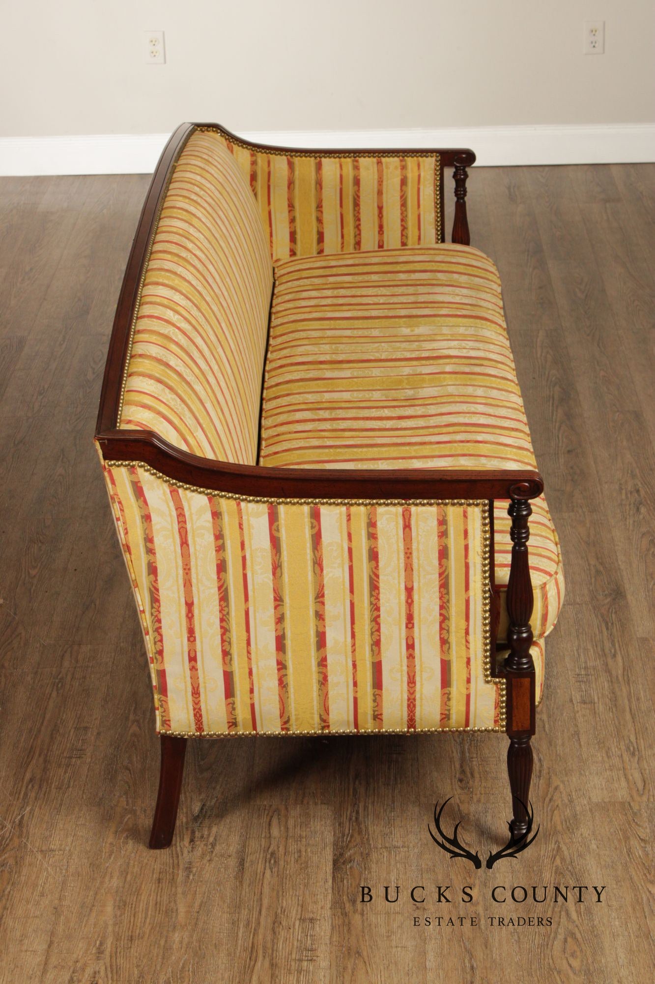 Sheraton Style Upholstered Mahogany Sofa