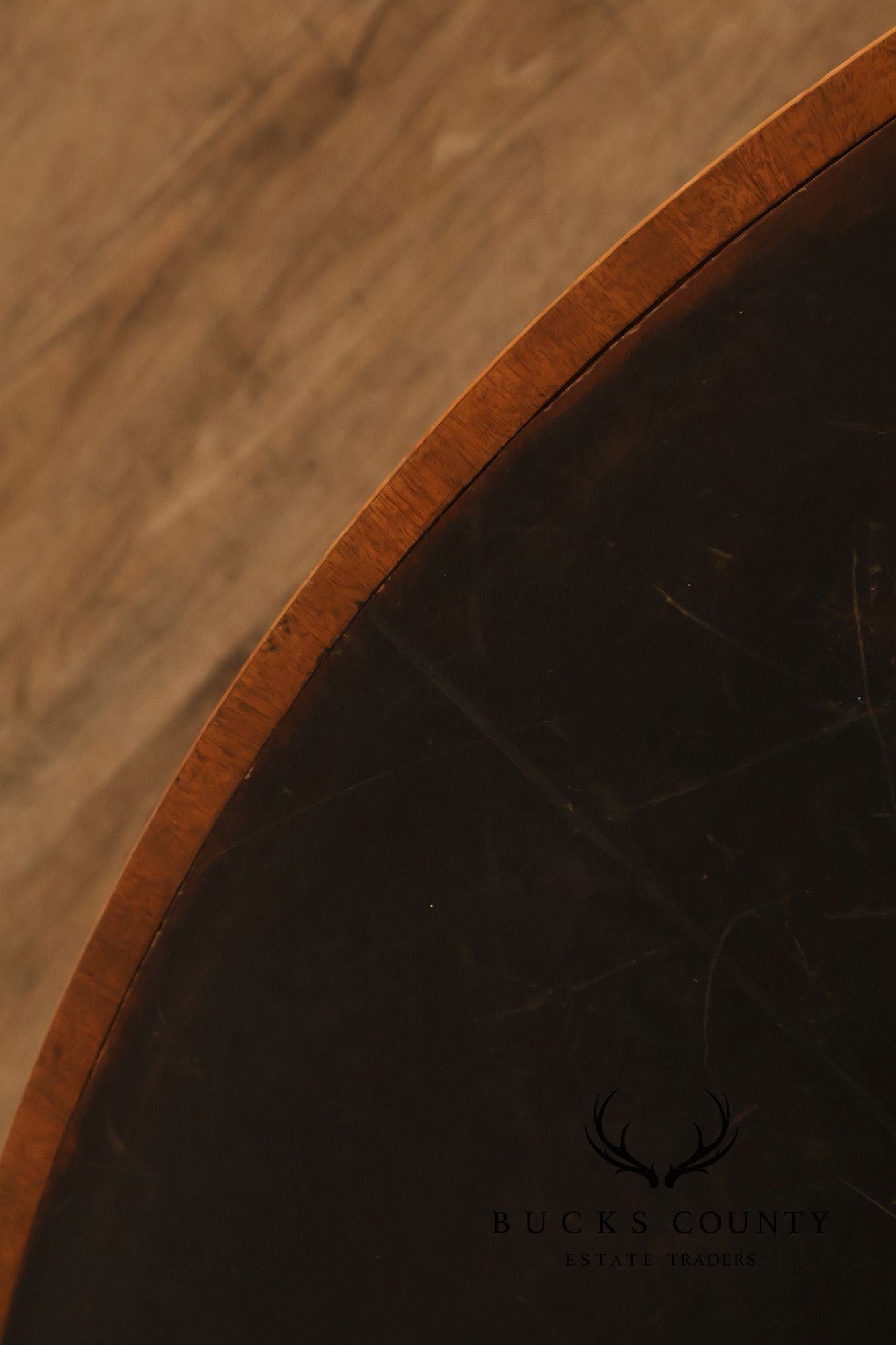 Kittinger Leather Top Round Rent Table With Drawers T295