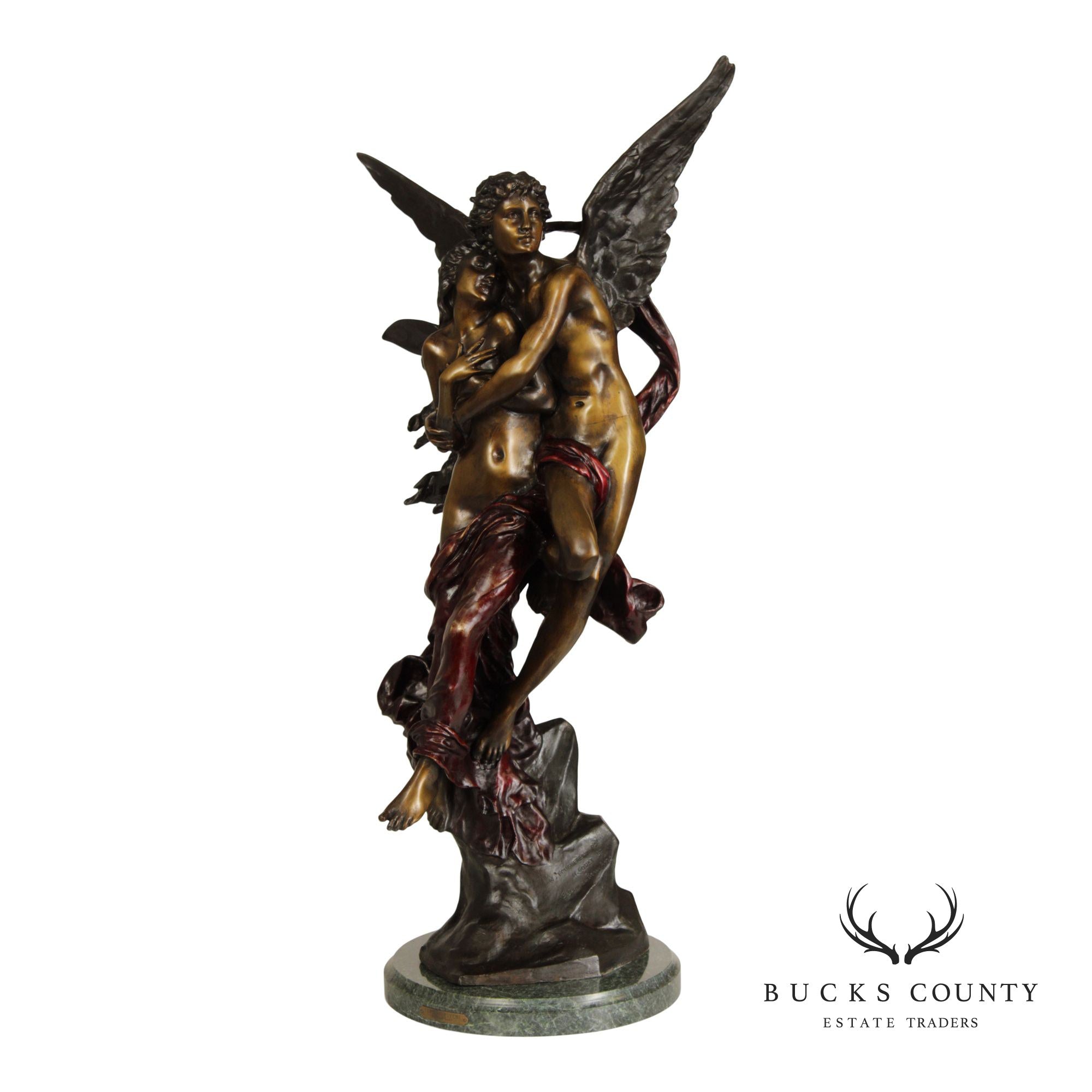 Henri Godet Bronze Statue, 'Cupid & Psyche'