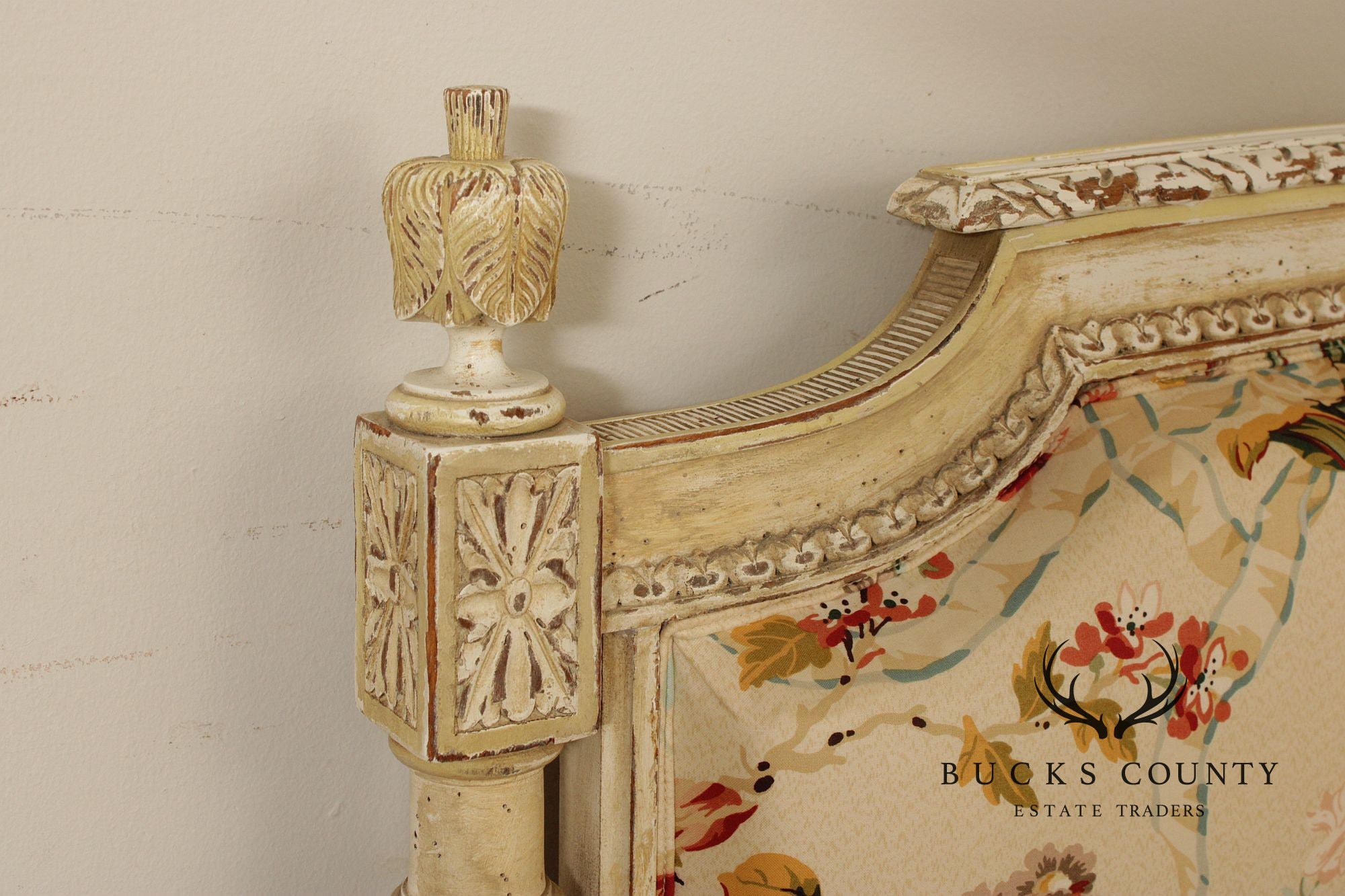 French Louis XVI Style Upholstered King Headboard