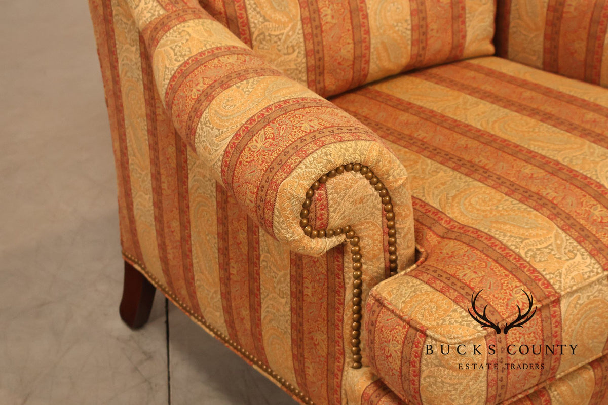 Hickory Chair Chippendale Style Custom Upholstered Wing backArmchair