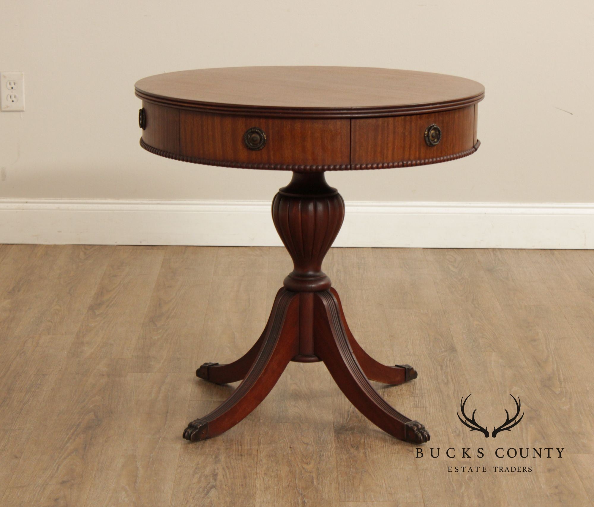 Regency Style 1940's Vintage Mahogany Drum Table