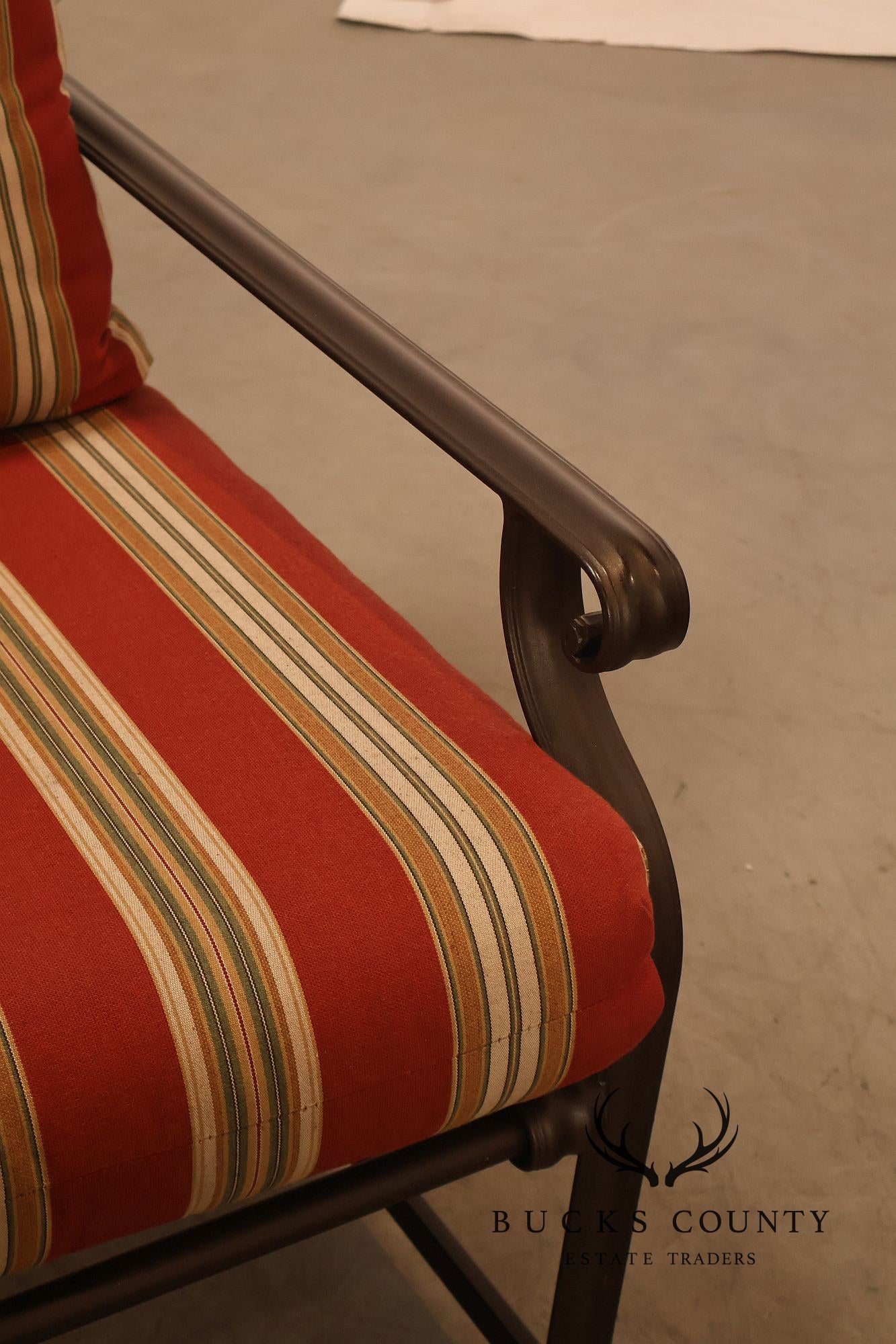 Brown Jordan Outdoor Metal Frame Loveseat With Striped Cushions