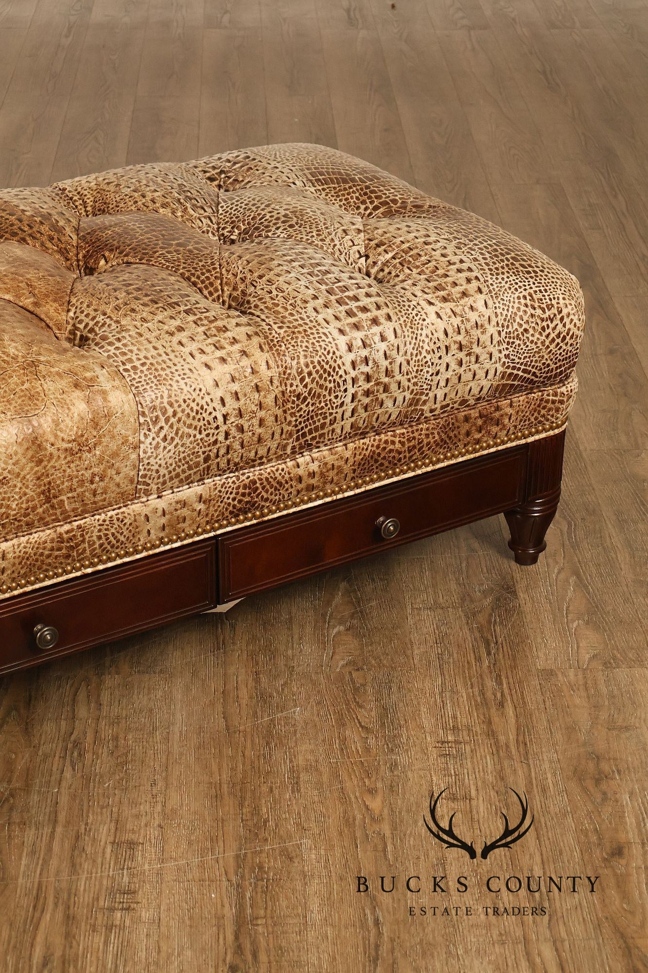 Hancock & Moore Tufted Leather "Robinson" Storage Ottoman