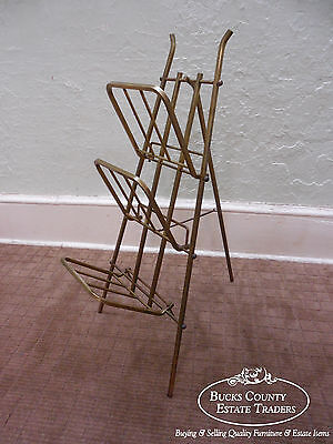 Mid Century Vintage Italian Brass Folding Collapsible Easel Magazine Stand