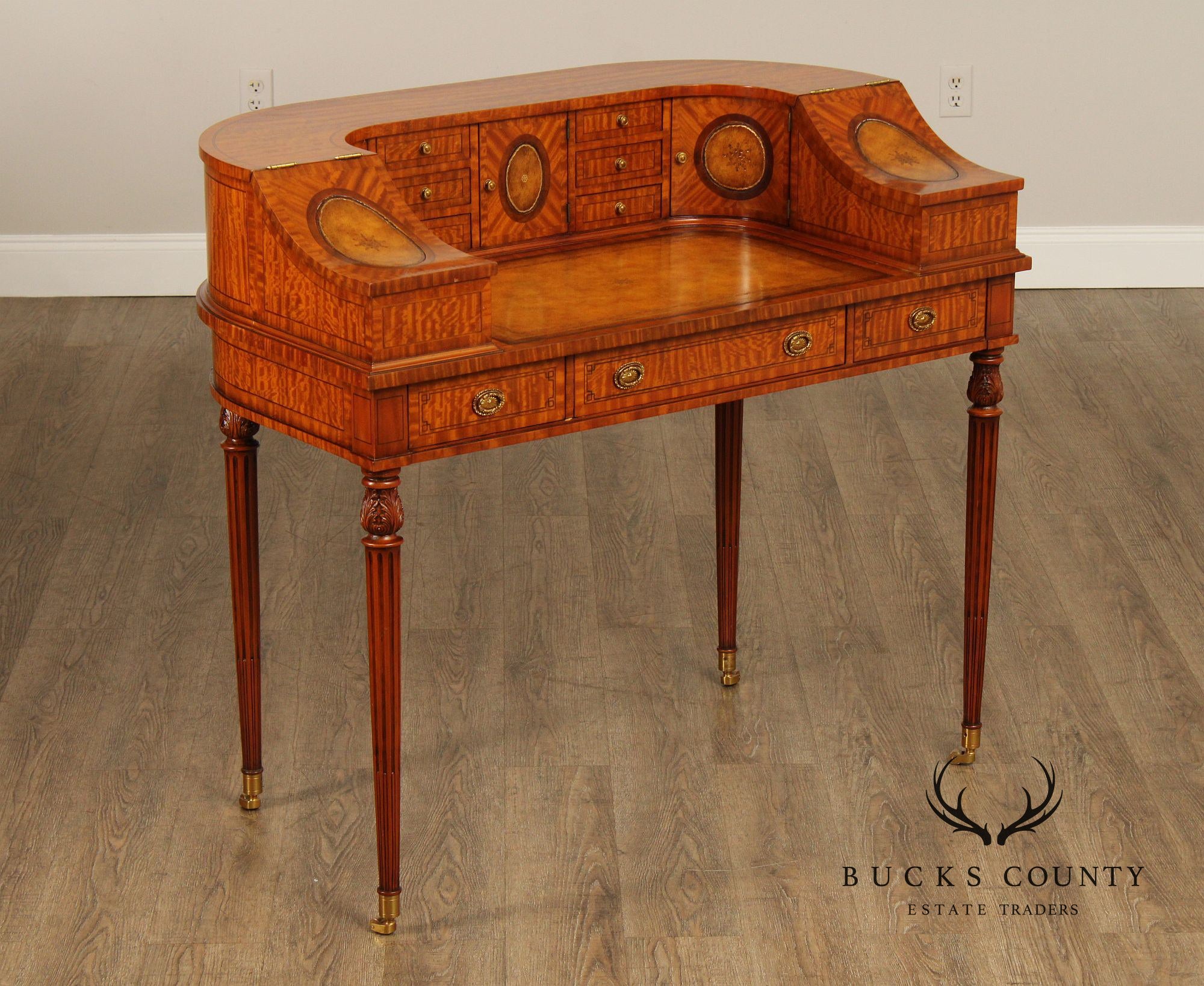 Maitland Smith Adams Style Satinwood Carlton House Writing Desk