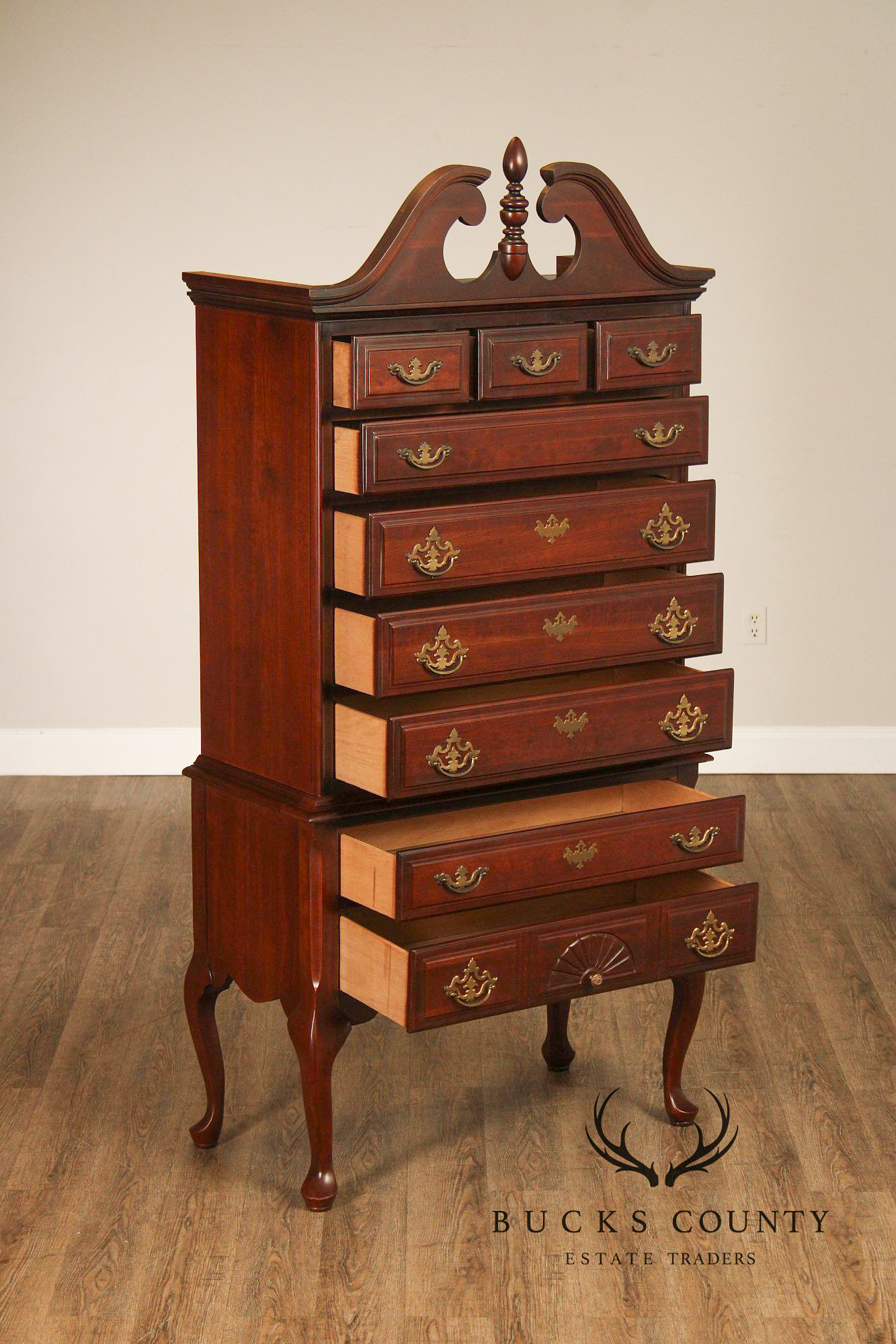 Queen Anne Style Mahogany Highboy Chest