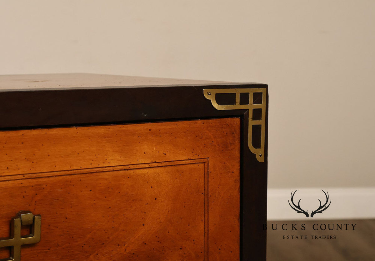 Bassett Campaign Style Walnut Triple Dresser