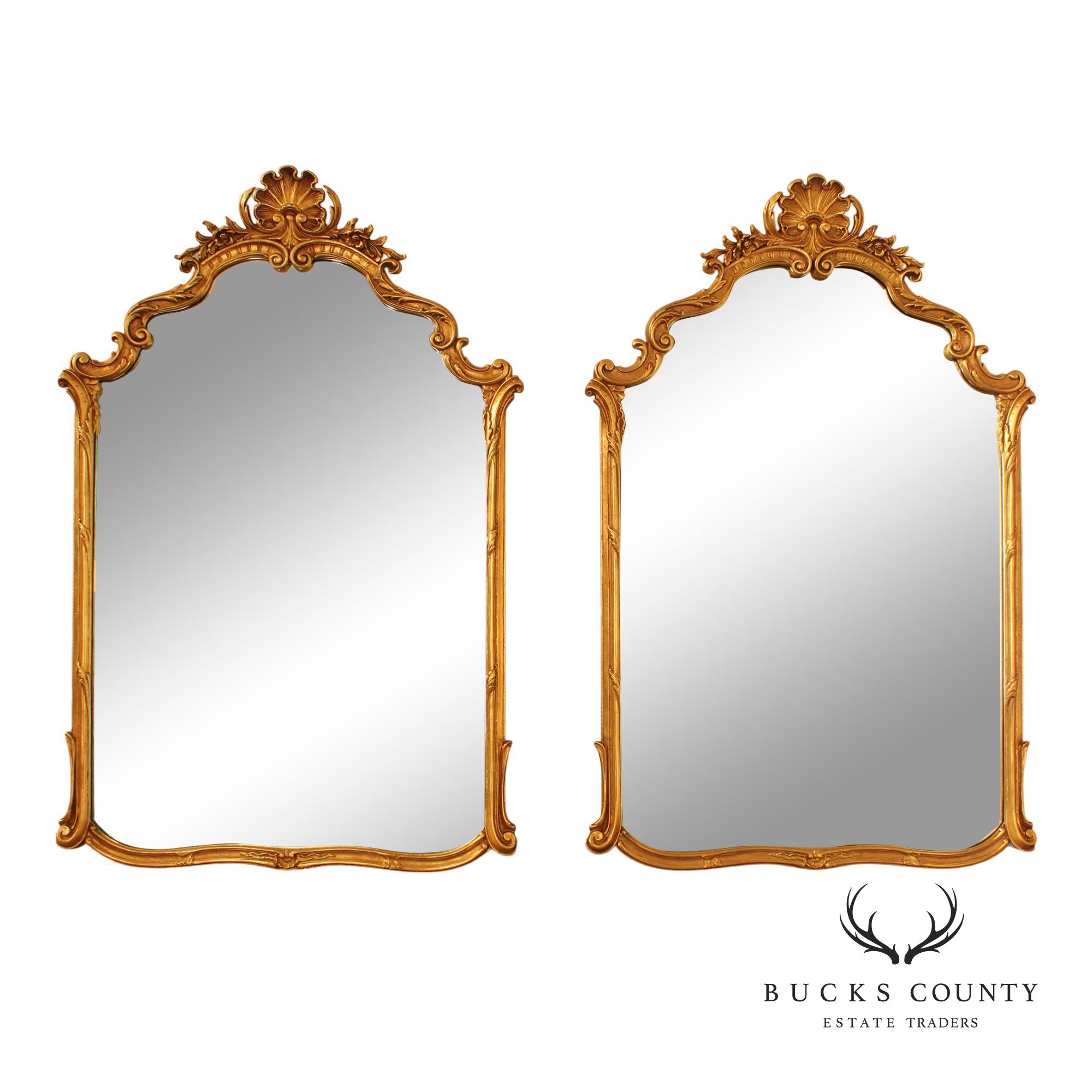 Rococo Style Pair of Carved Giltwood Frame Wall Mirrors