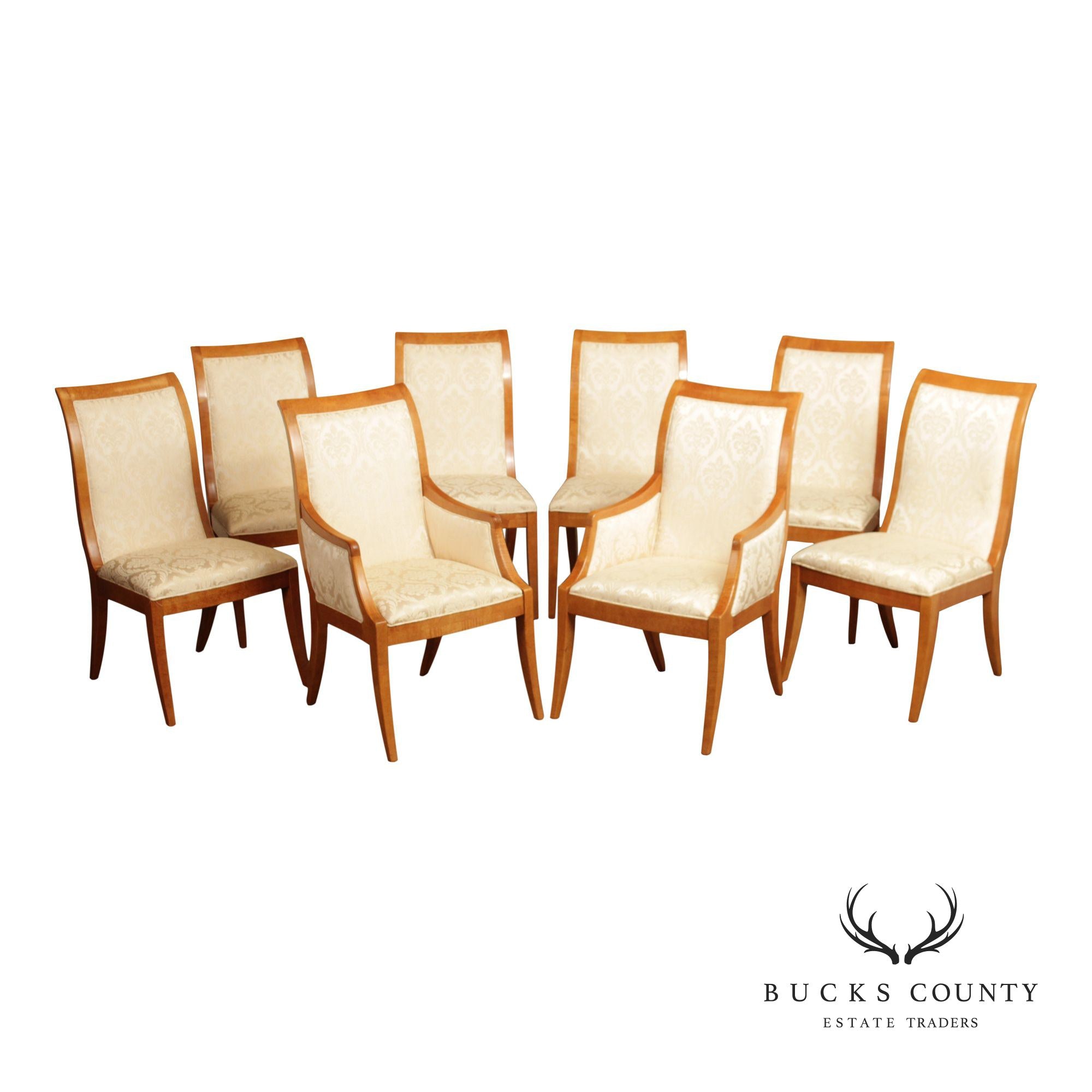 Hickory White Empire Style Set of Eight Maple Dining Chairs