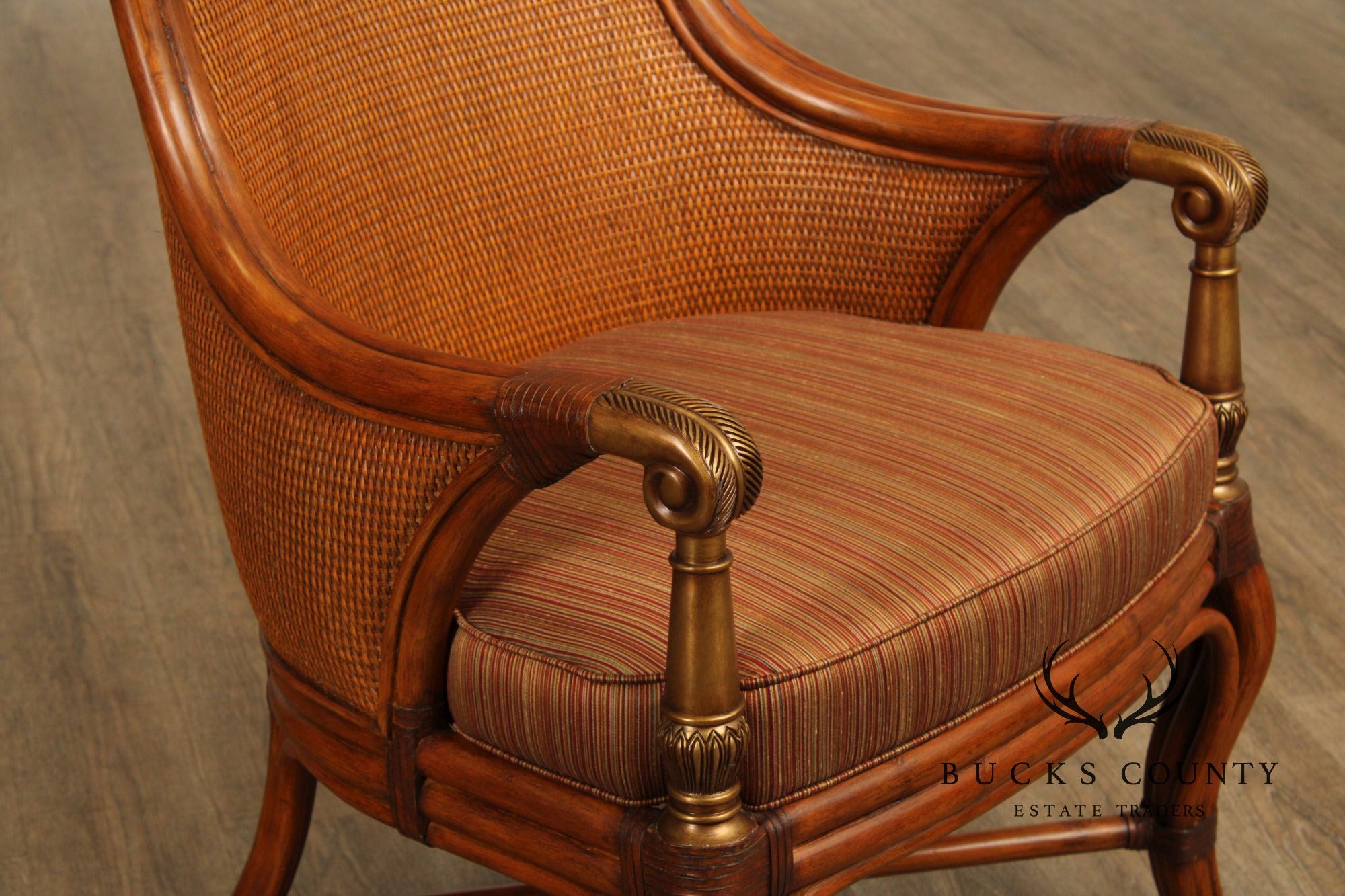 Ethan Allen British Colonial Style Pair of 'Bermuda' Armchairs