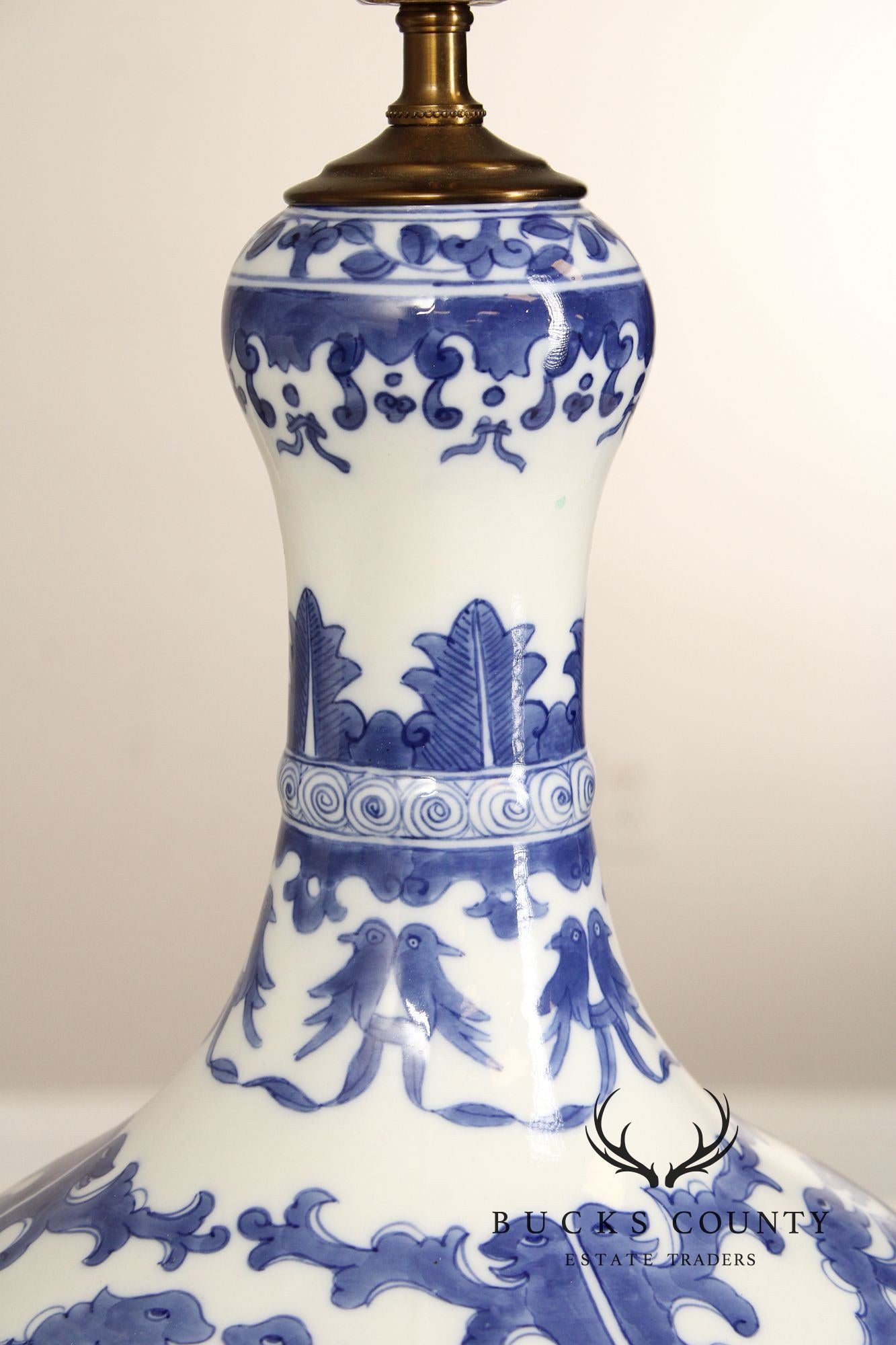 Vintage Chinese Blue and White Porcelain Table Lamp