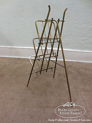 Mid Century Vintage Italian Brass Folding Collapsible Easel Magazine Stand