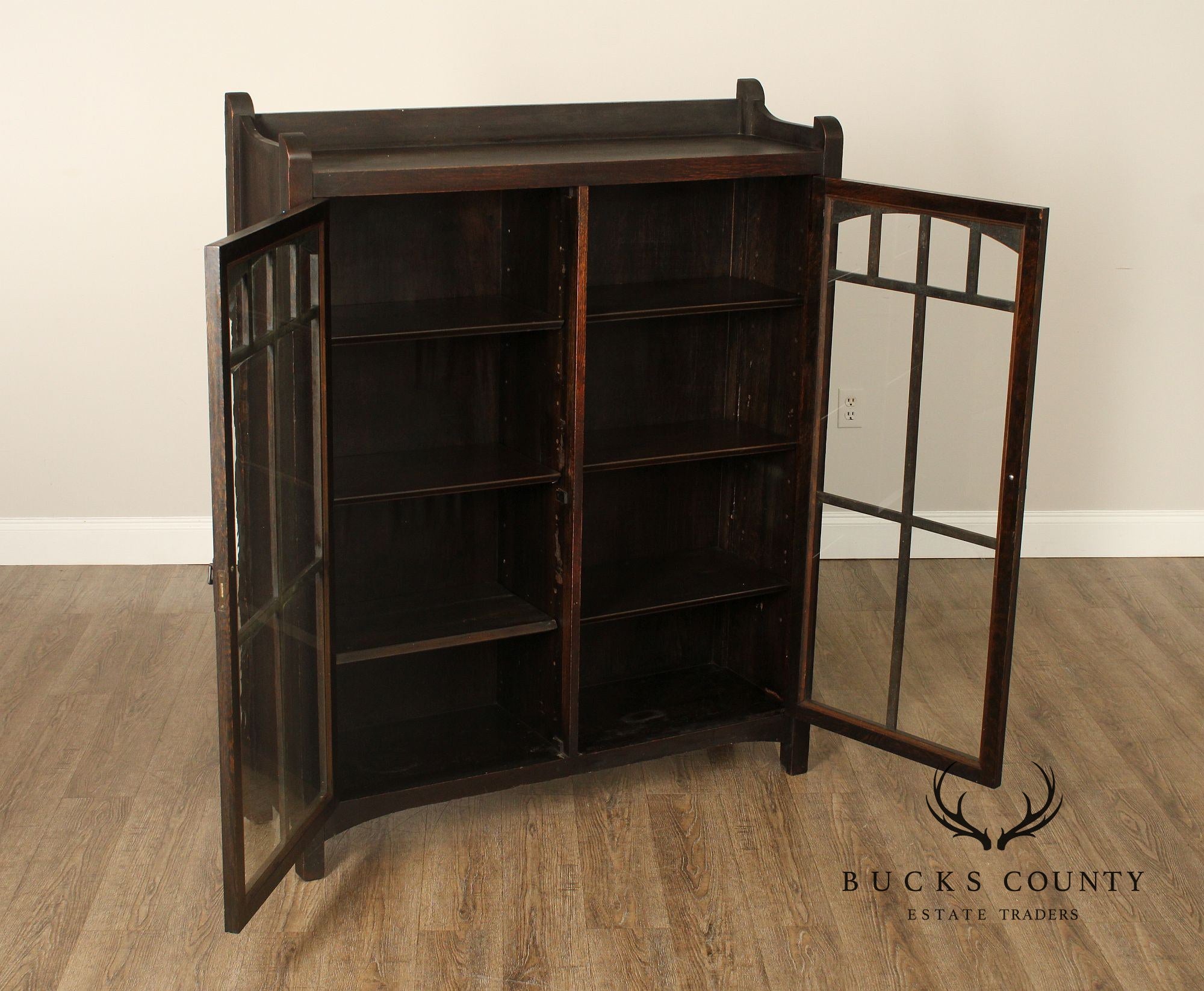 Antique Mission Oak Glass Door Bookcase