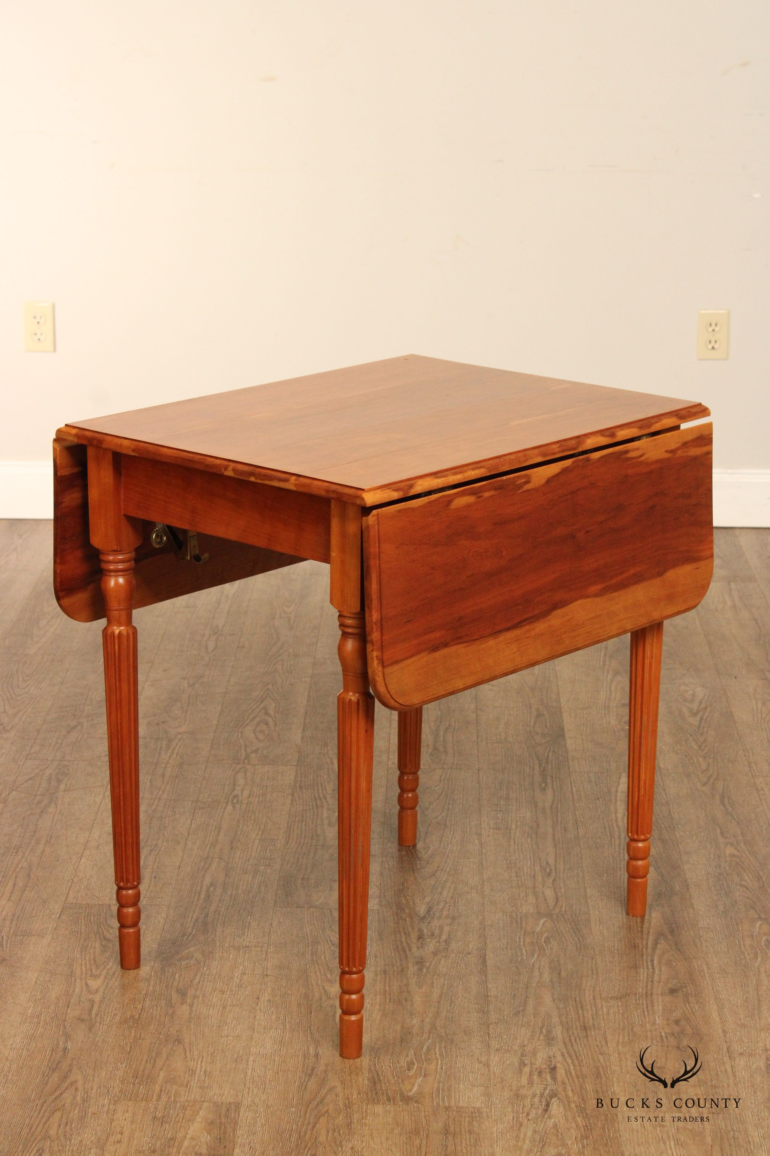 Sheraton Style Handcrafted Cherry Drop Leaf Pembroke Table By G. Poos