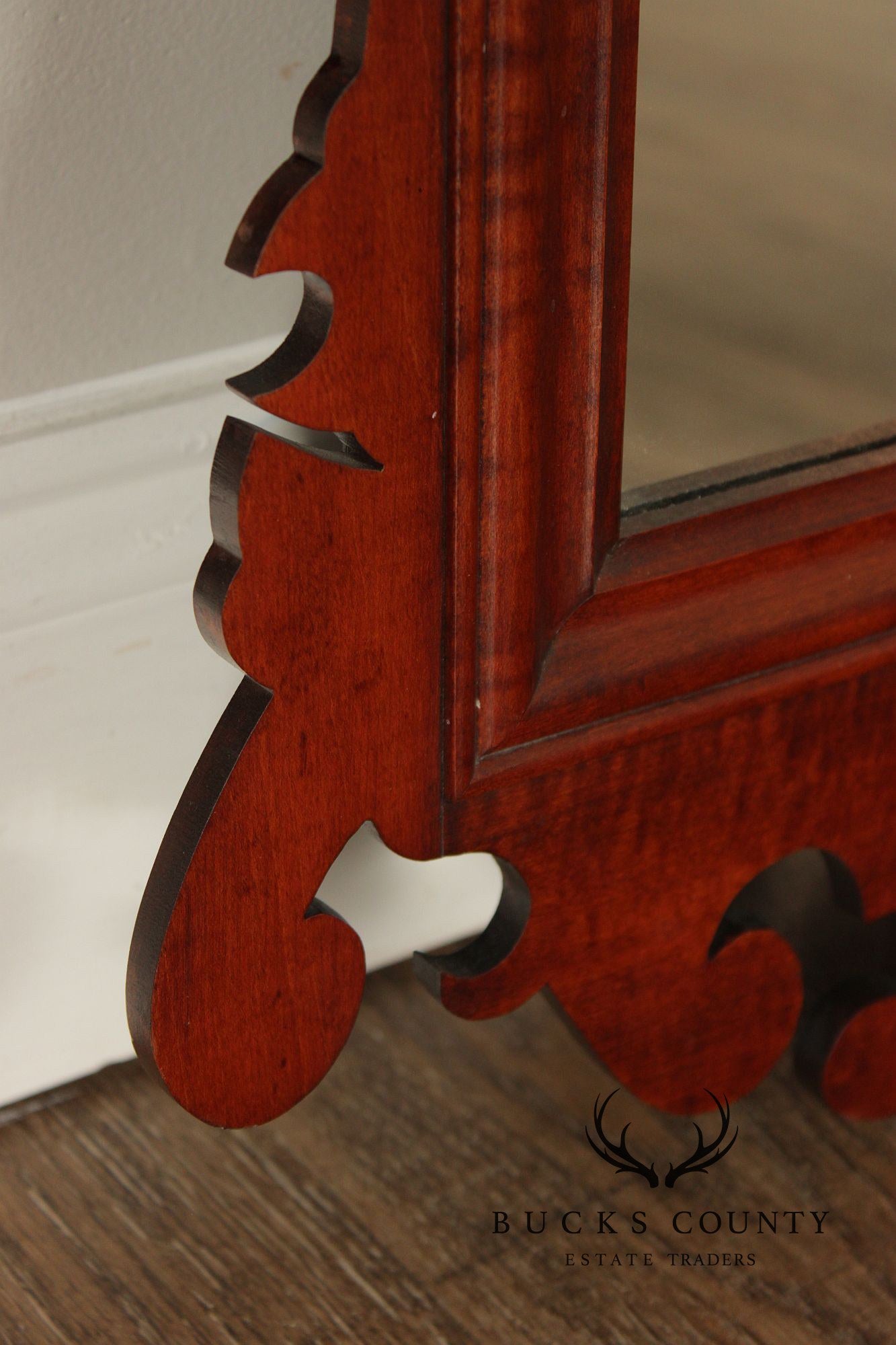 J.L. Treharn Chippendale Style Tiger Maple Wall Mirror
