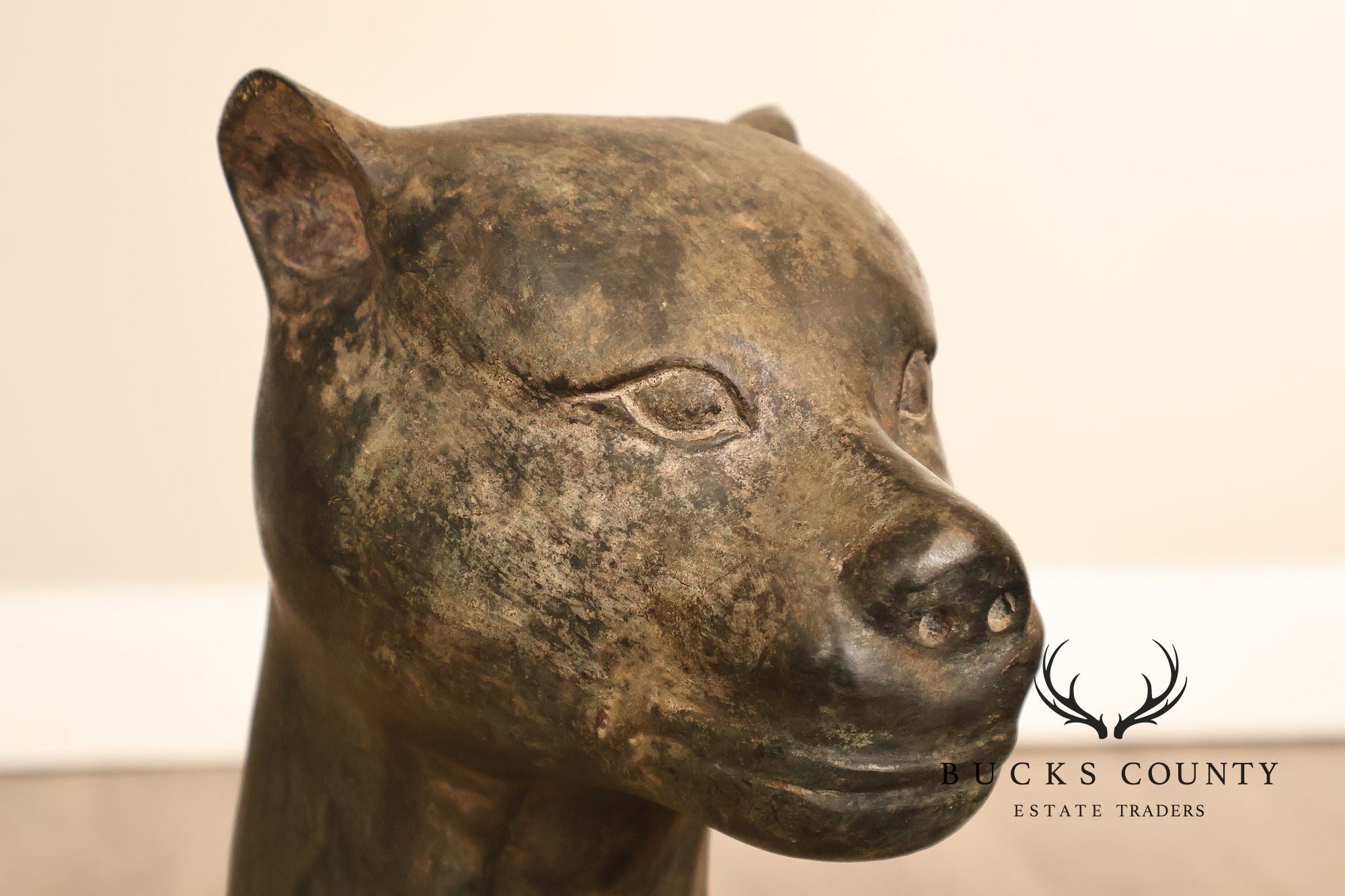 Egyptian Revival Bronze Pair Of Seated Cat Garden Sculptures
