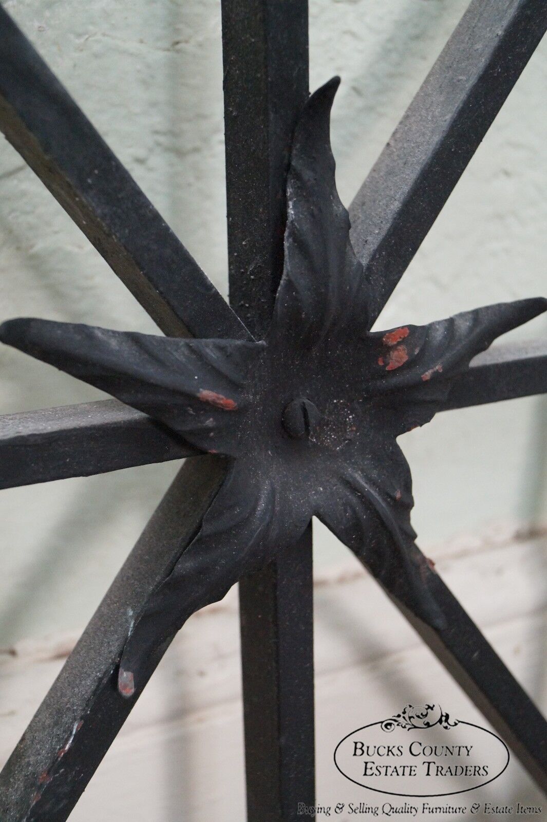 Antique Hand Wrought Iron Pair of Black Iron Regency Style Wall Grates