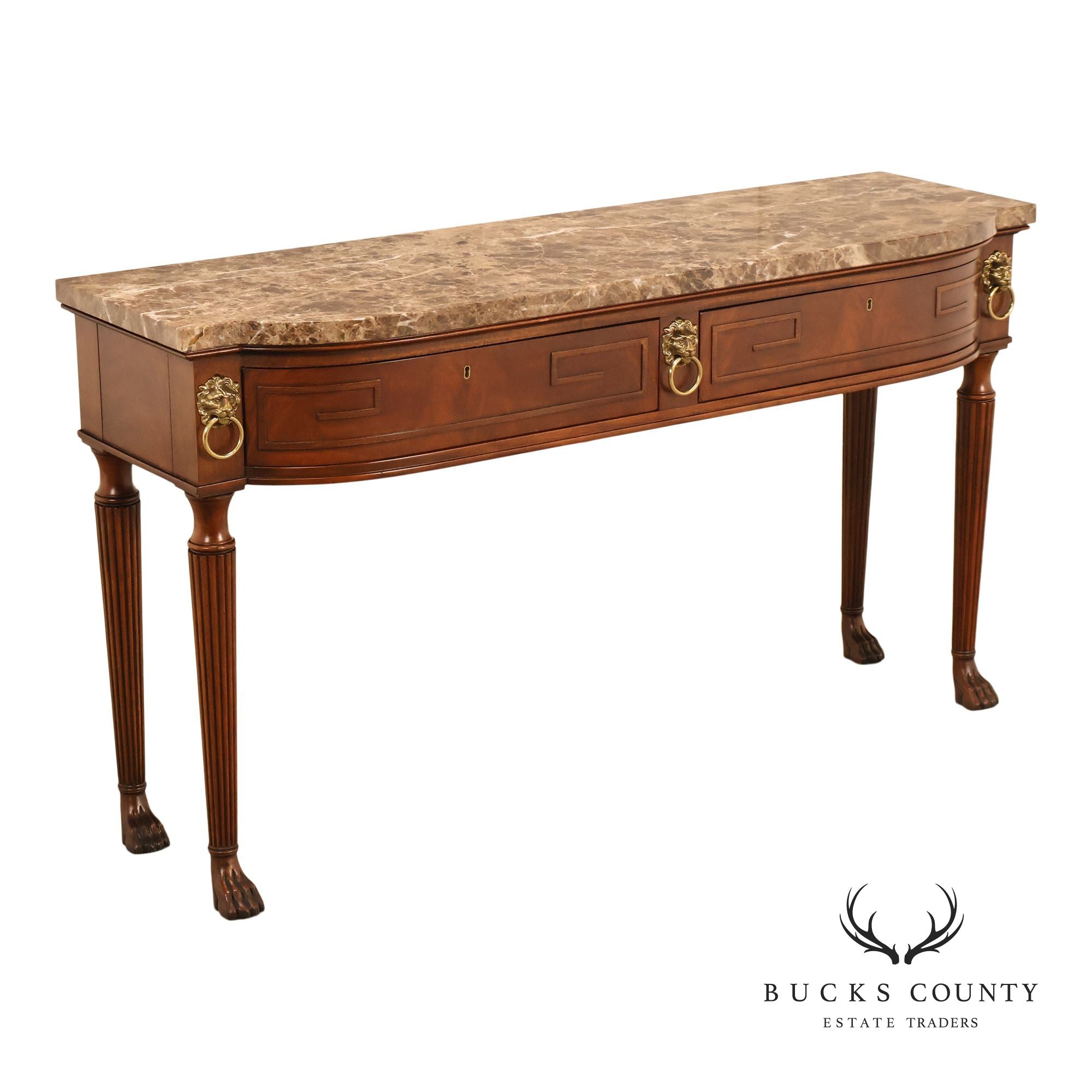 Henredon Historic Natchez Collection Regency Style Mahogany Marble Top Console Table