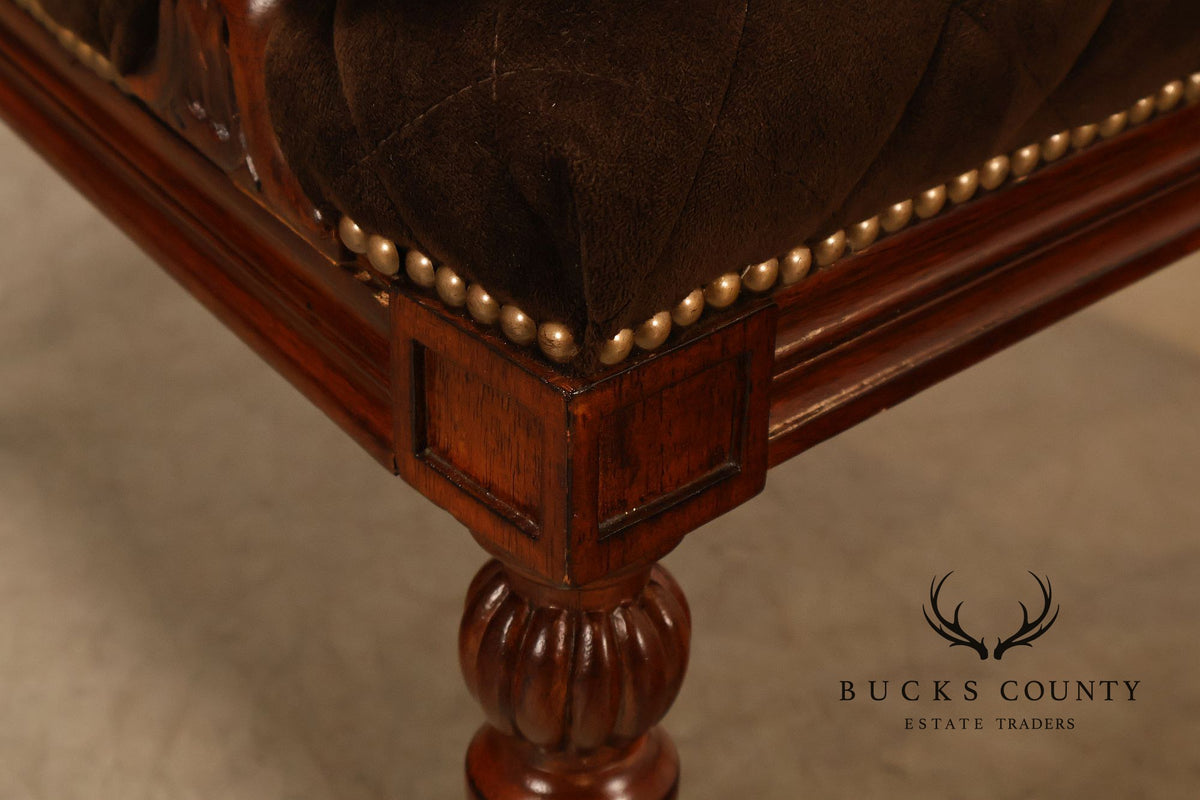Hooker Furniture Traditional Mahogany Scroll Arm Upholstered Armchair