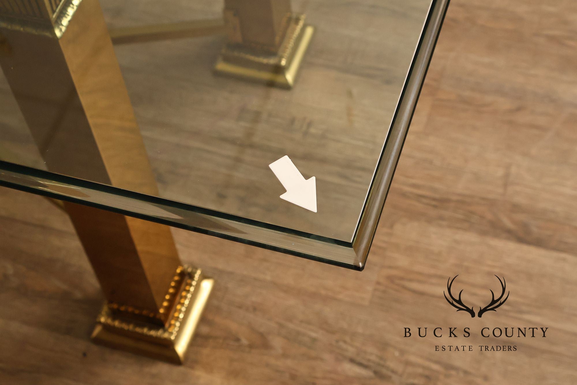 Hollywood Regency Brass & Glass Dining Table