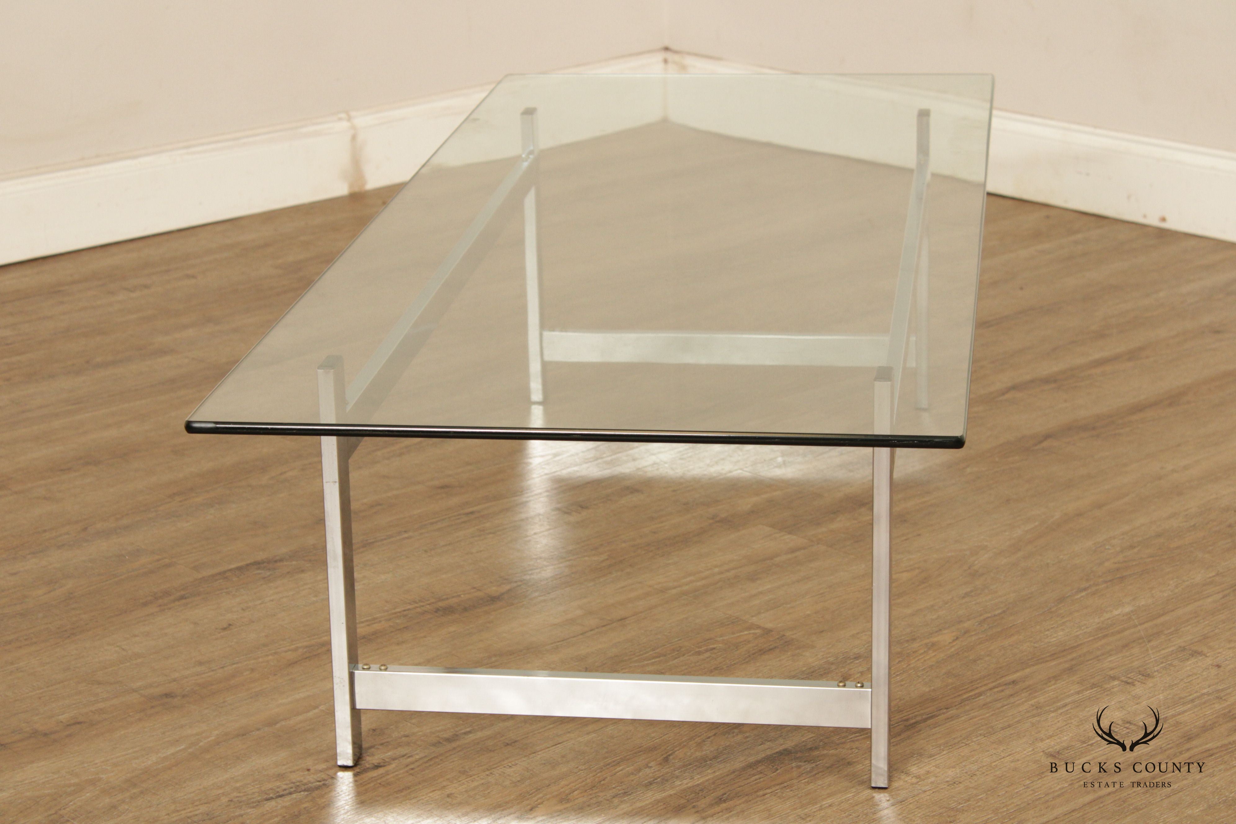 Modern Glass Top Chrome Coffee Table