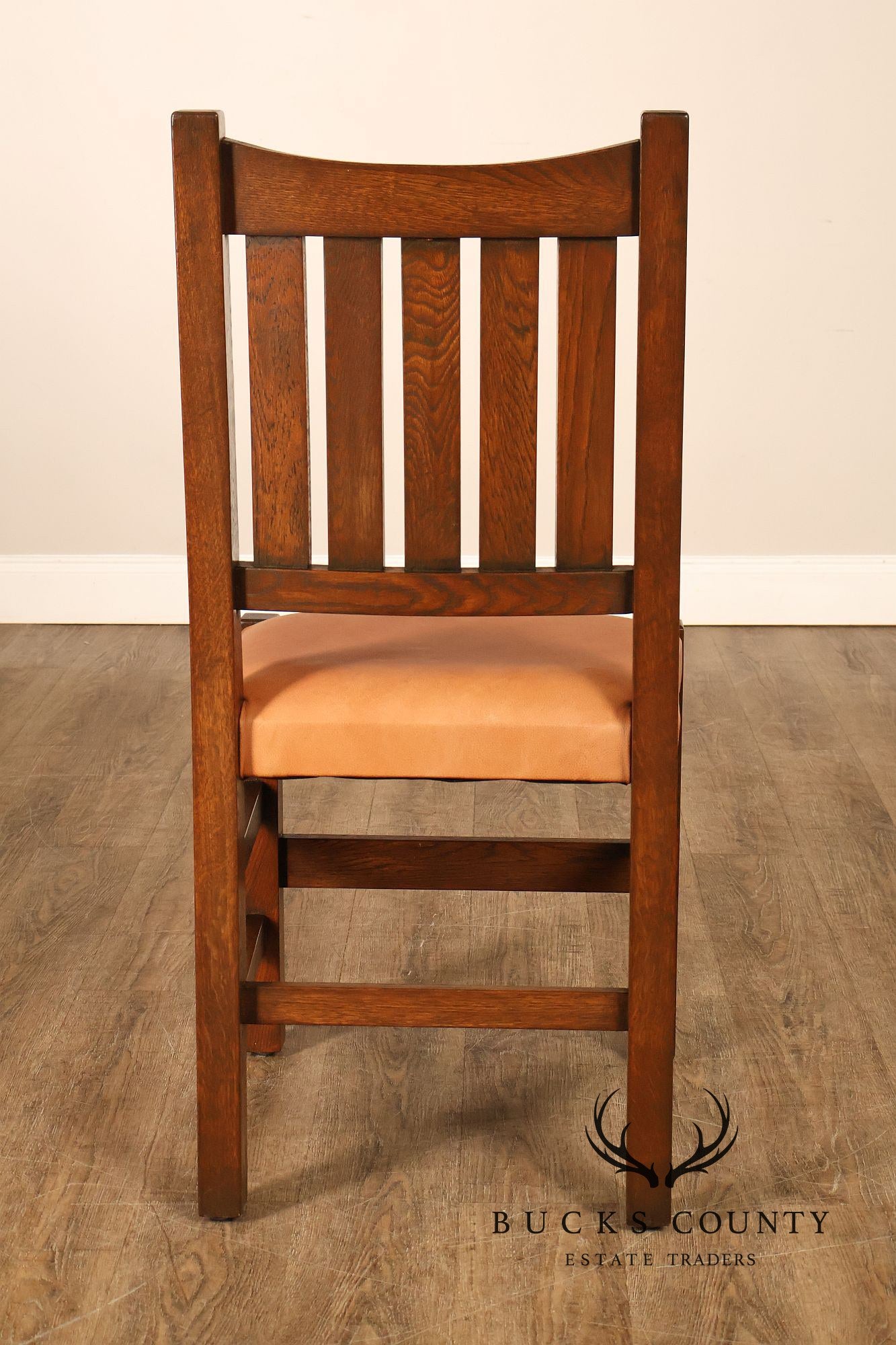 Mission Style Pair of Oak Side Dining Chairs