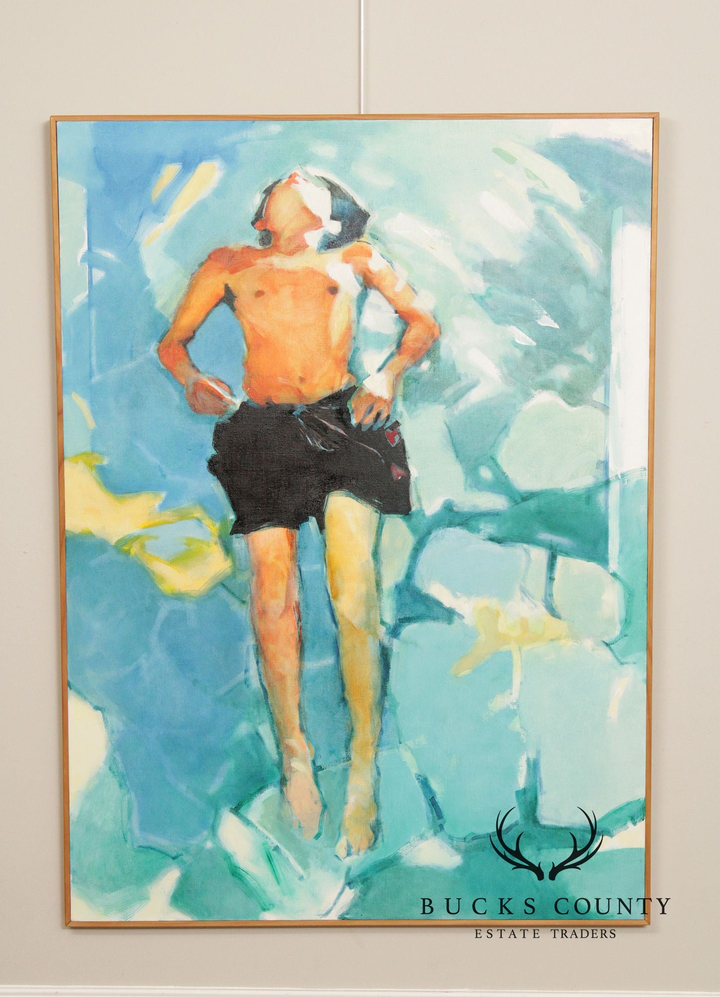 Malcolm Bray Contemporary Oil Painting, 'Boy Floating'