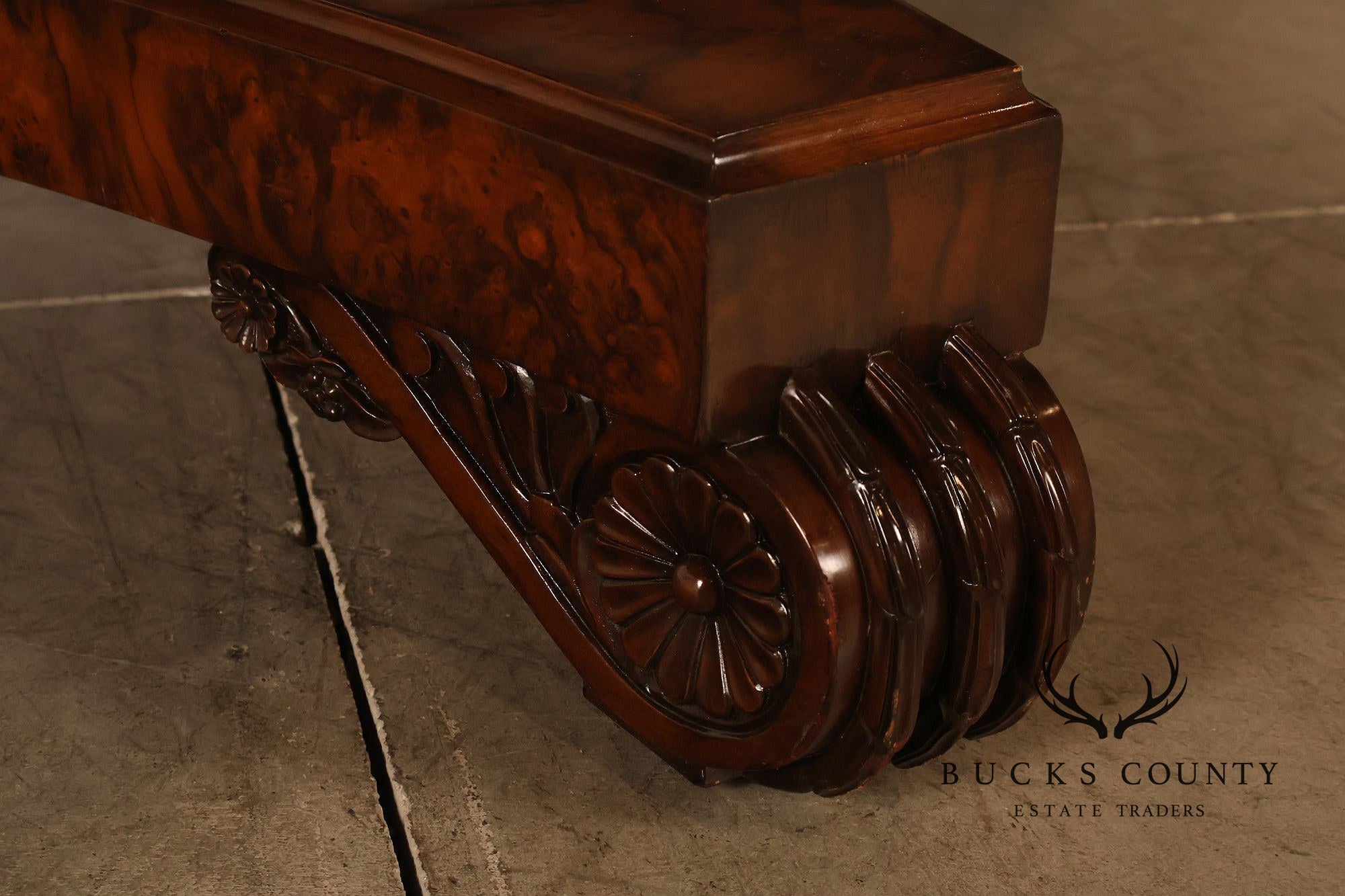 Custom Regency Style Burl Walnut Double Pedestal 12' Dining Table