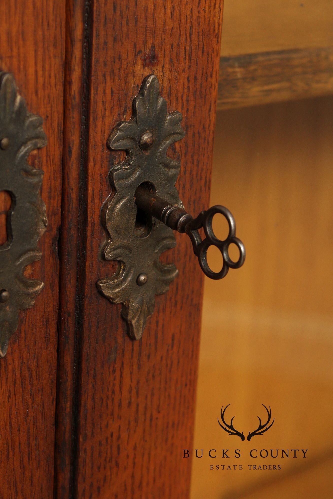 Antique Victorian Carved Oak Two-Door Bookcase