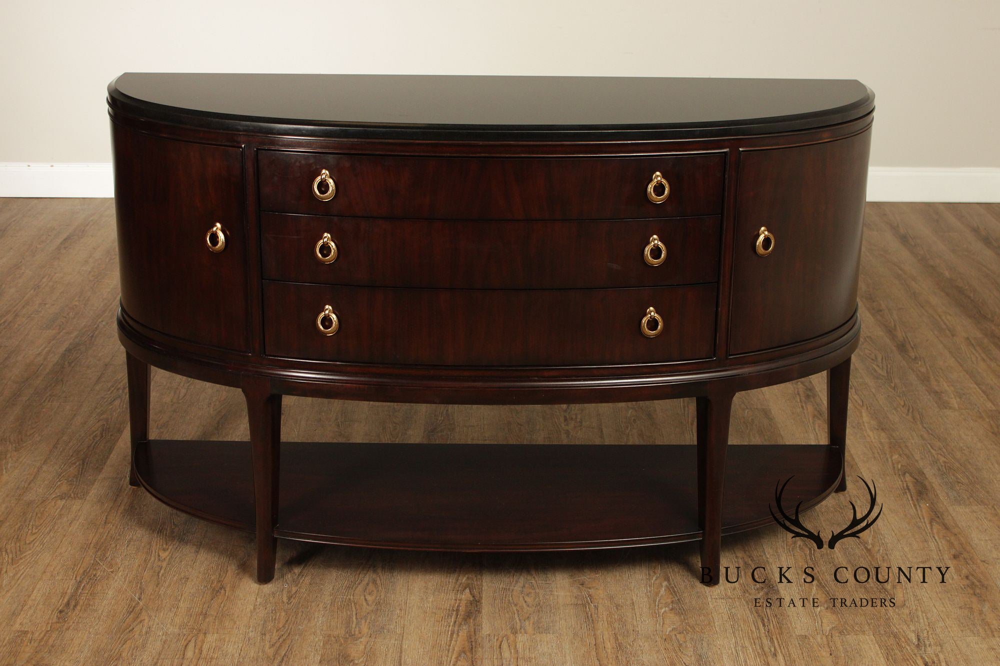 Thomasville Art Deco Style Bogart Collection Granite Top Demilune Sideboard