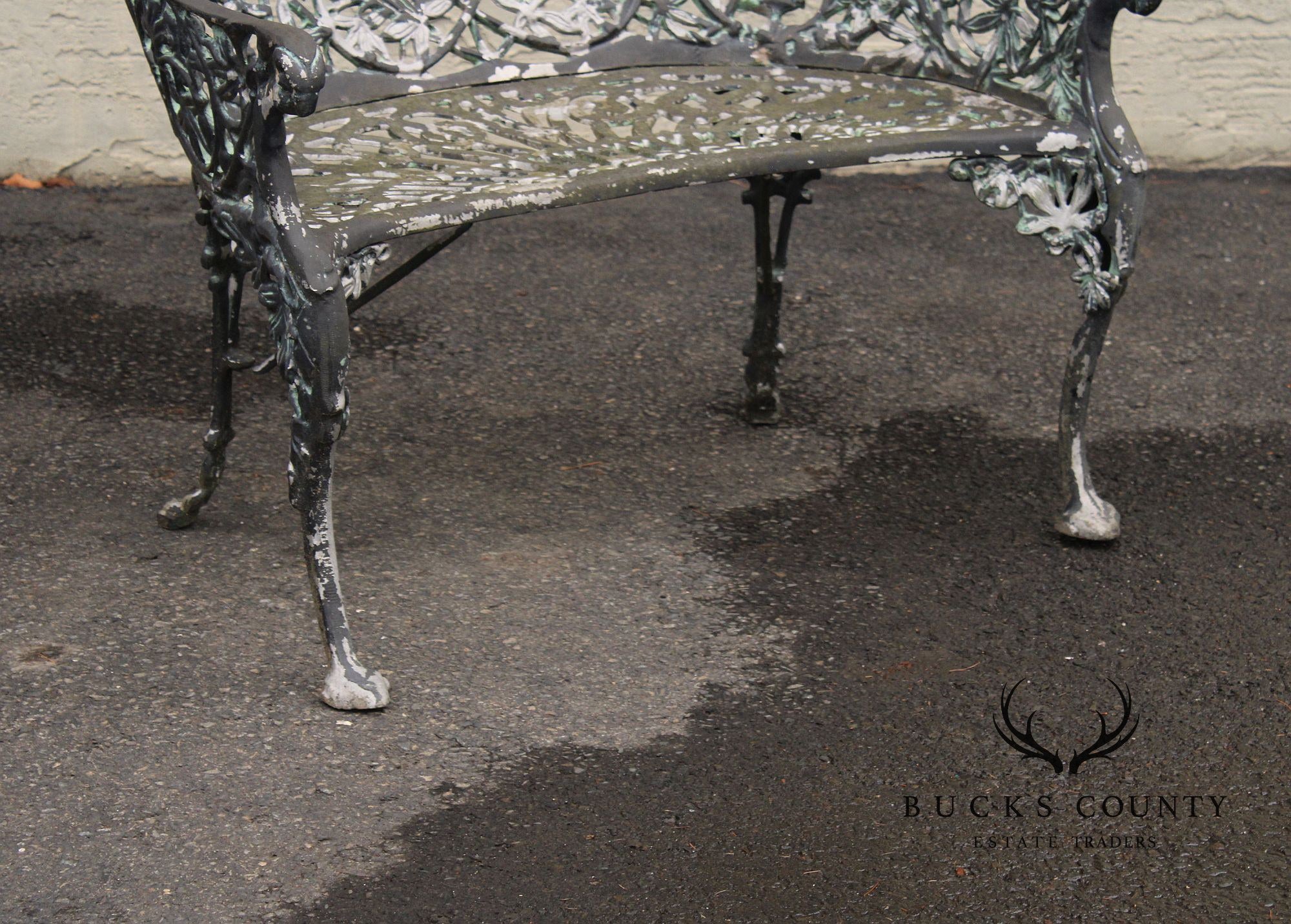 Coalbrookdale Style Vintage Cast Aluminum Garden Settee