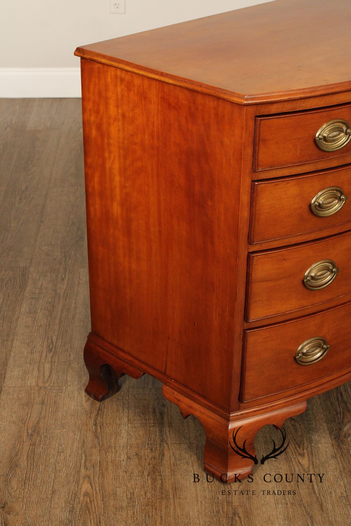 Antique Chippendale Cherry Bow Front Chest of Drawers