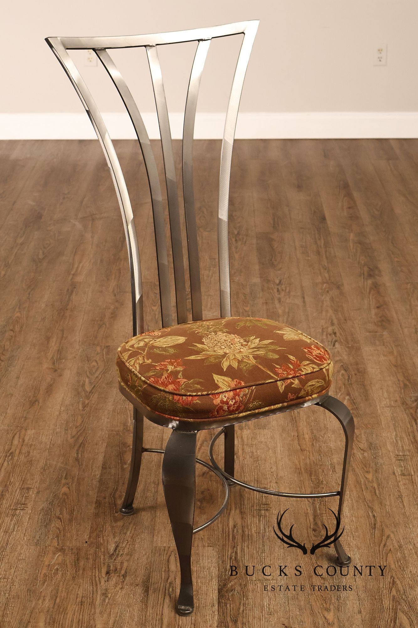 Shaver Howard Modern Style Set Of Eight Brushed Steel Dining Chairs