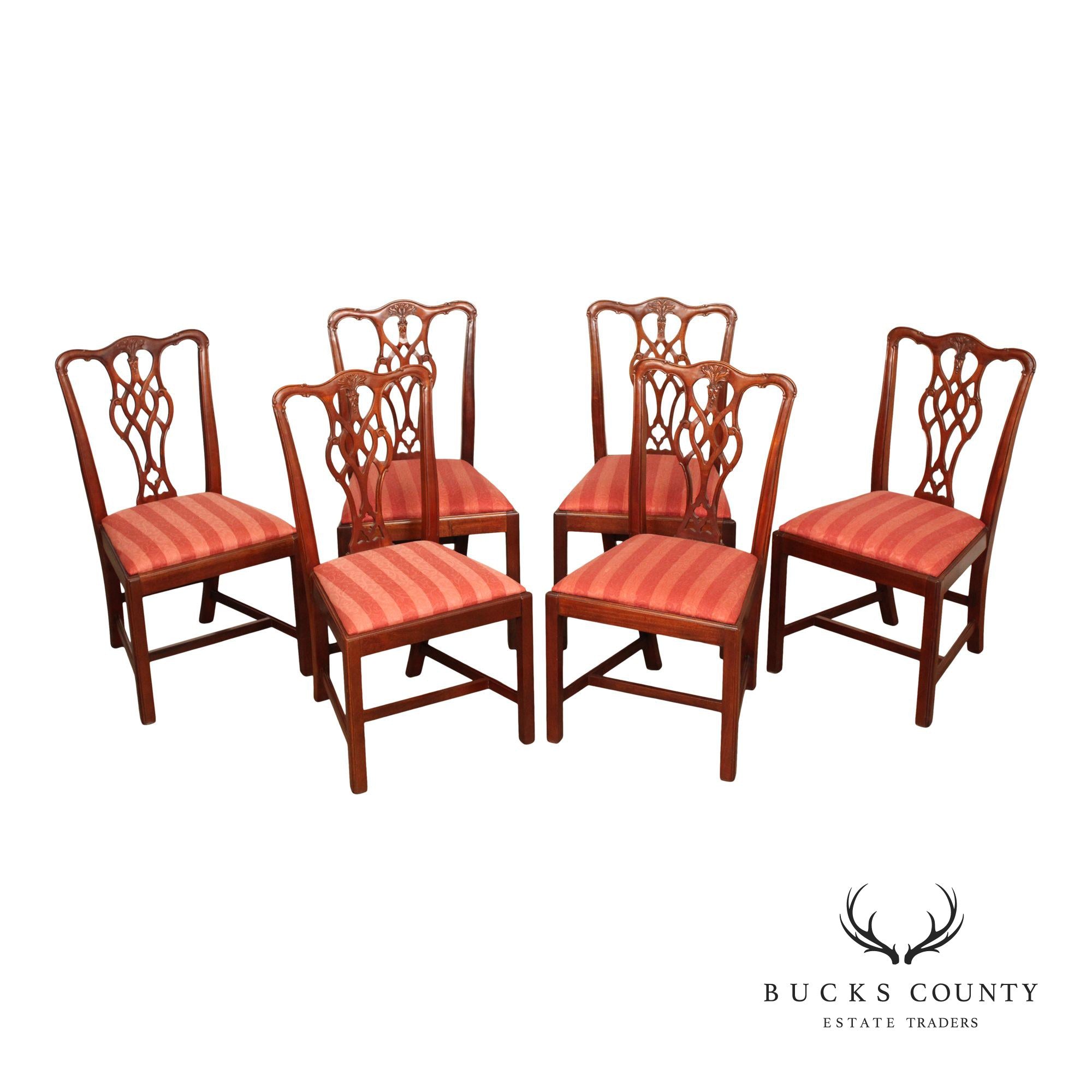 Hickory Chair Chippendale Style Set of Six Mahogany Dining Chairs