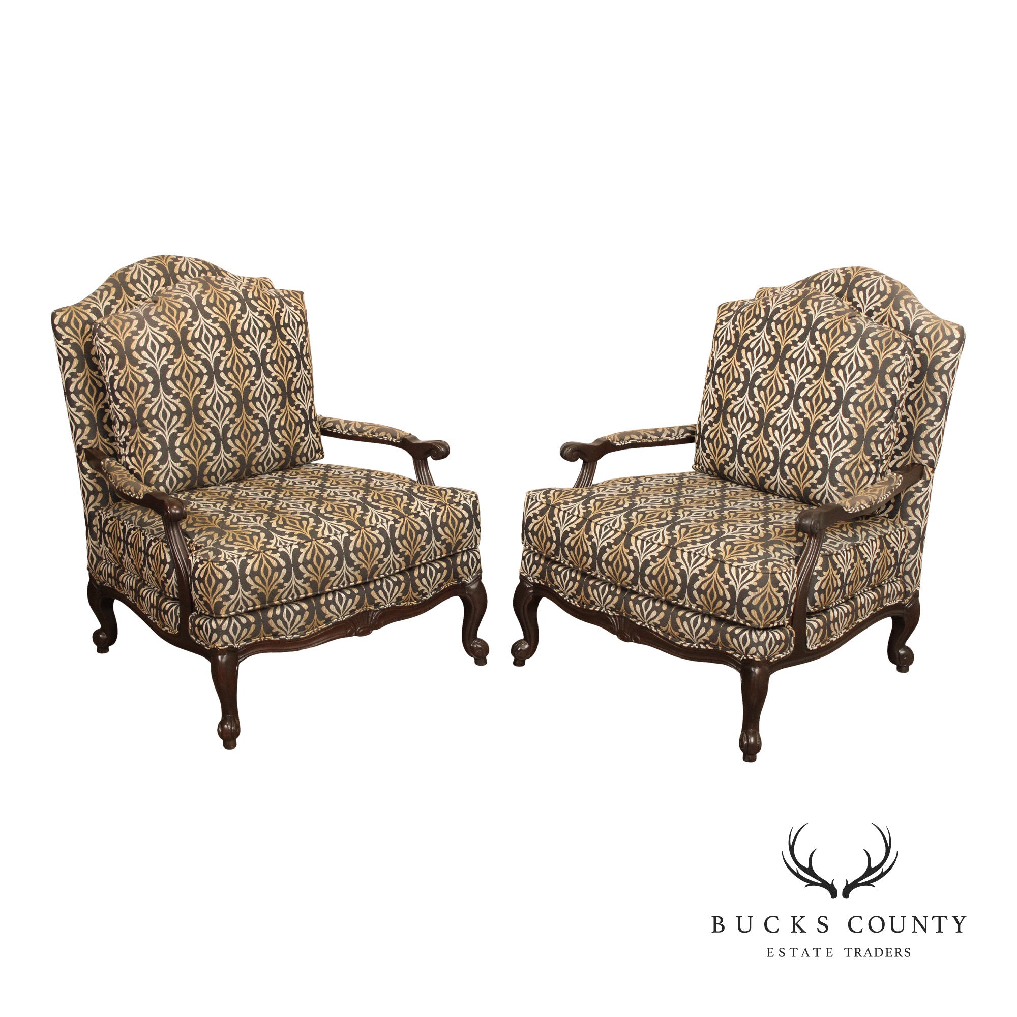 Ethan Allen French Style Pair of 'Harris' Bergere Armchairs