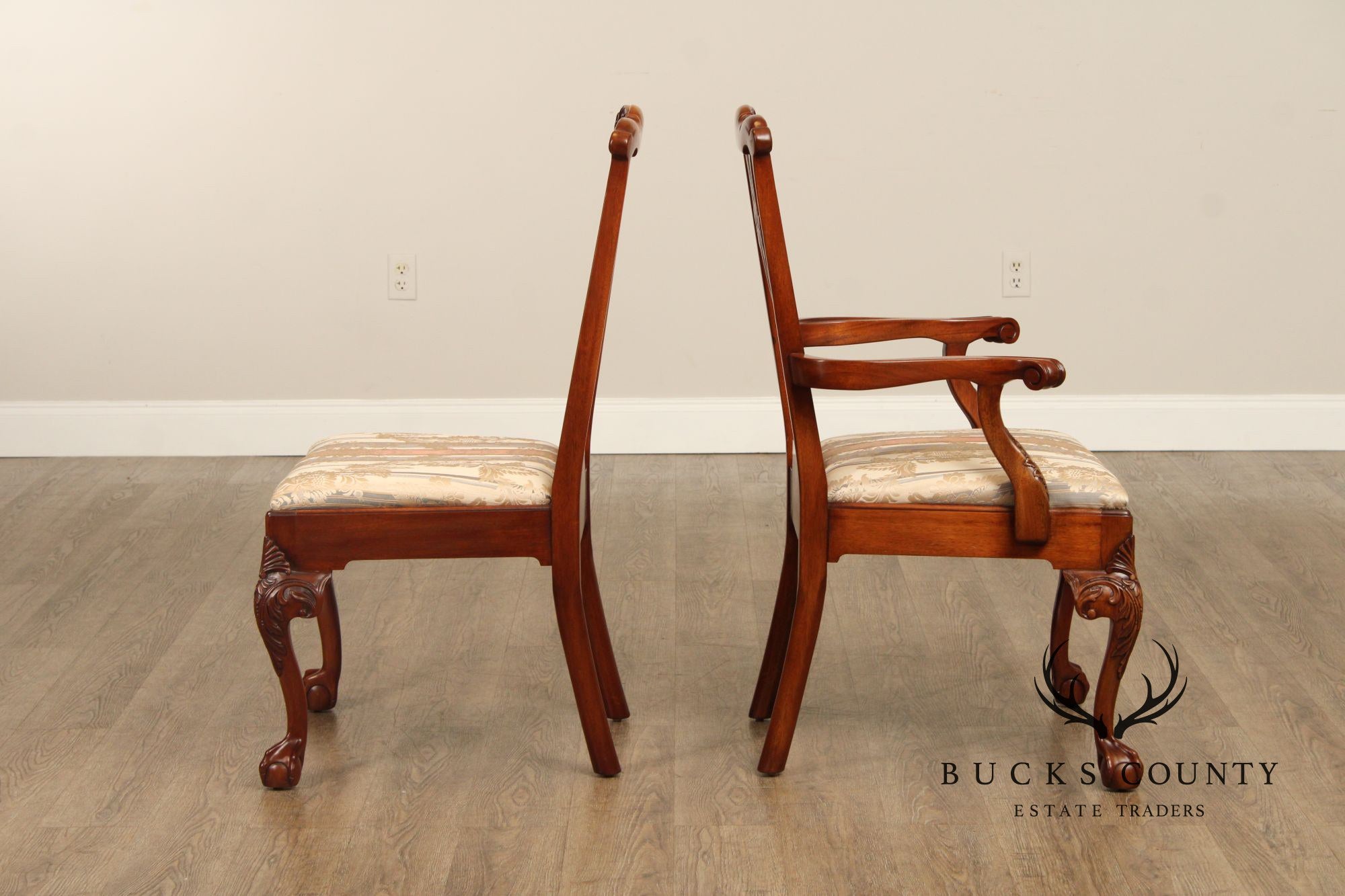 E.J. Victor Chippendale  Style Set of Ten Mahogany Dining Chairs