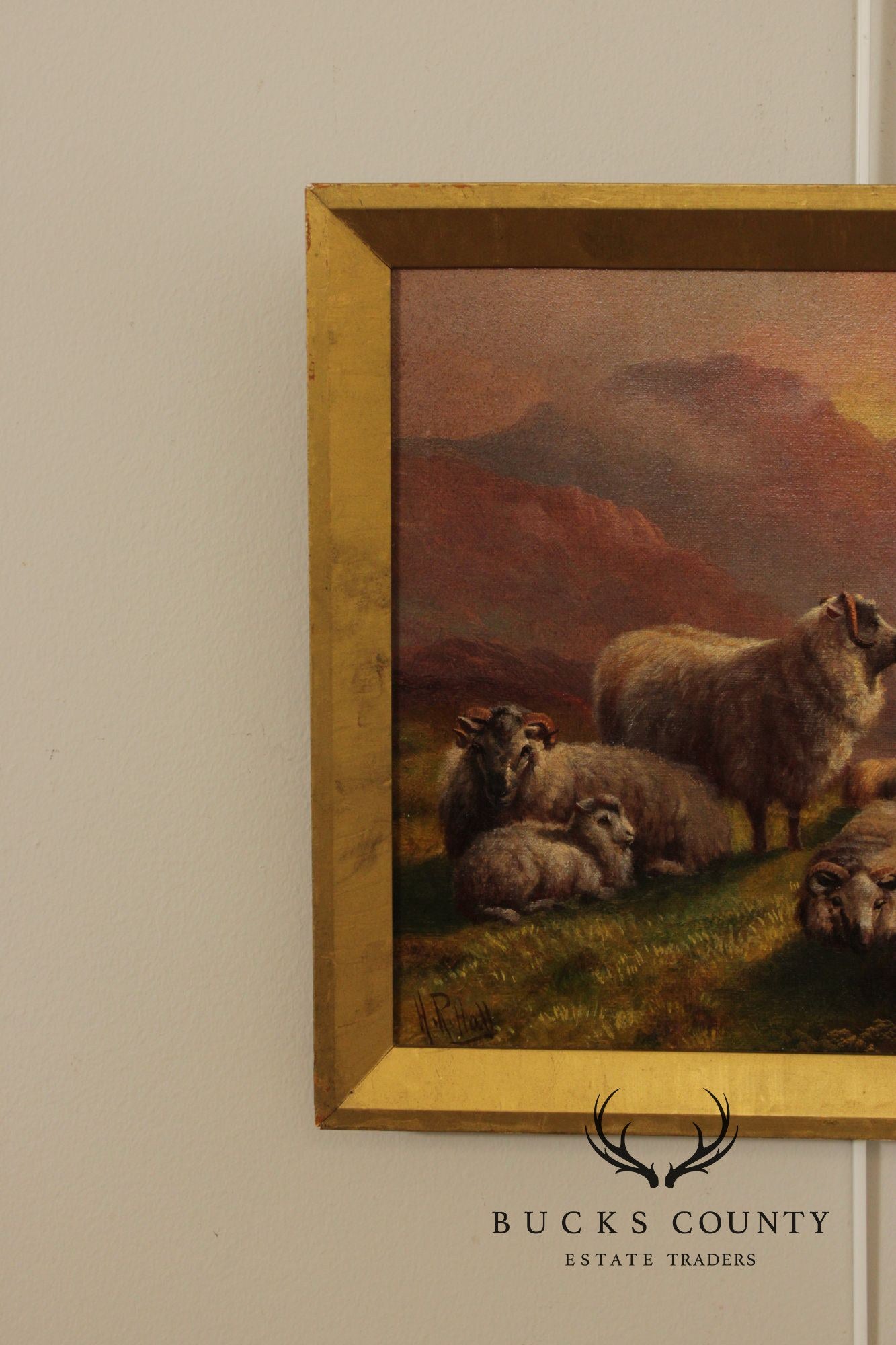 Henry Robinson Hall Landscape Oil Painting, 'Evening in the Highlands'