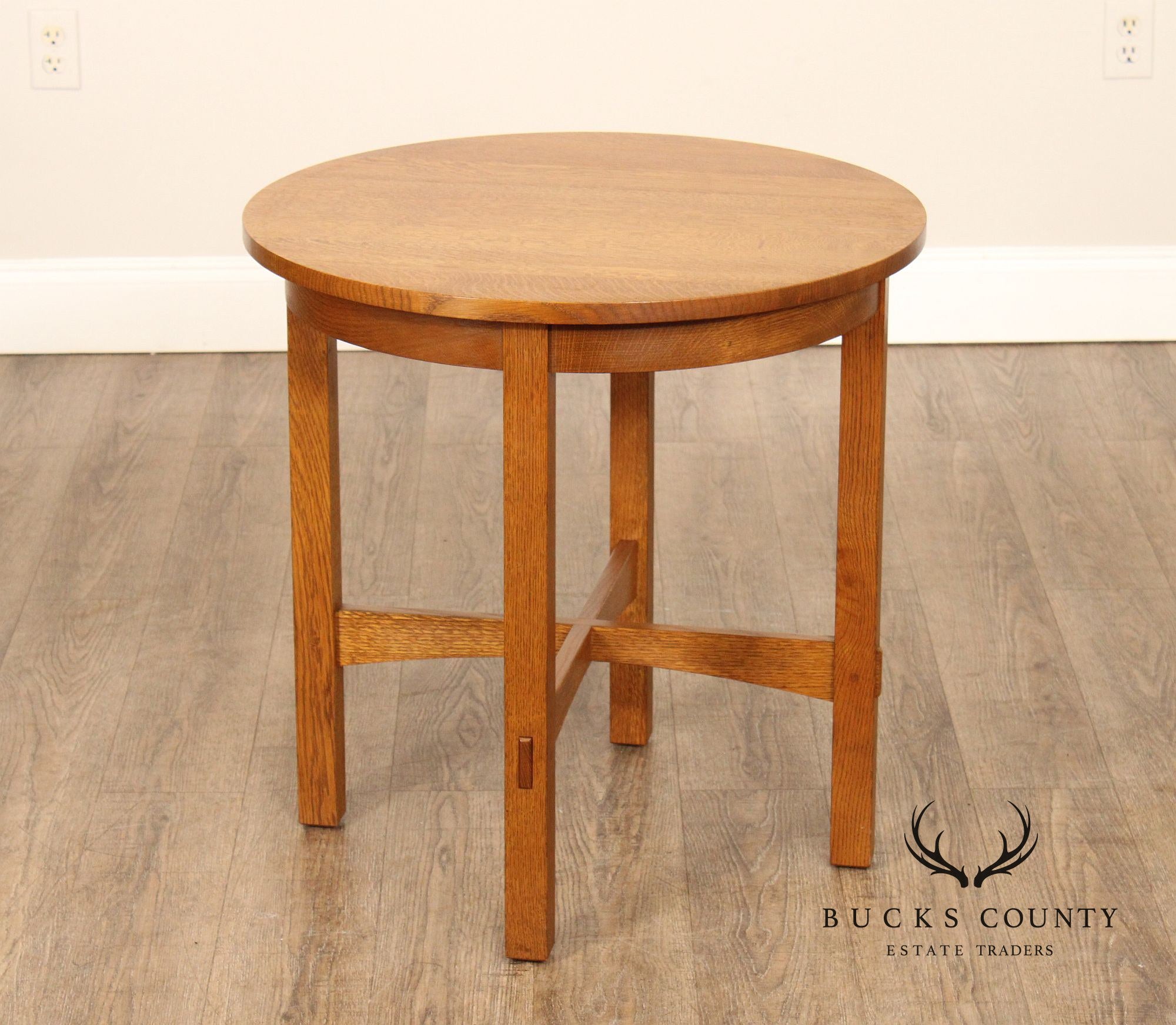 Stickley Mission Collection Oak Round Lamp Table