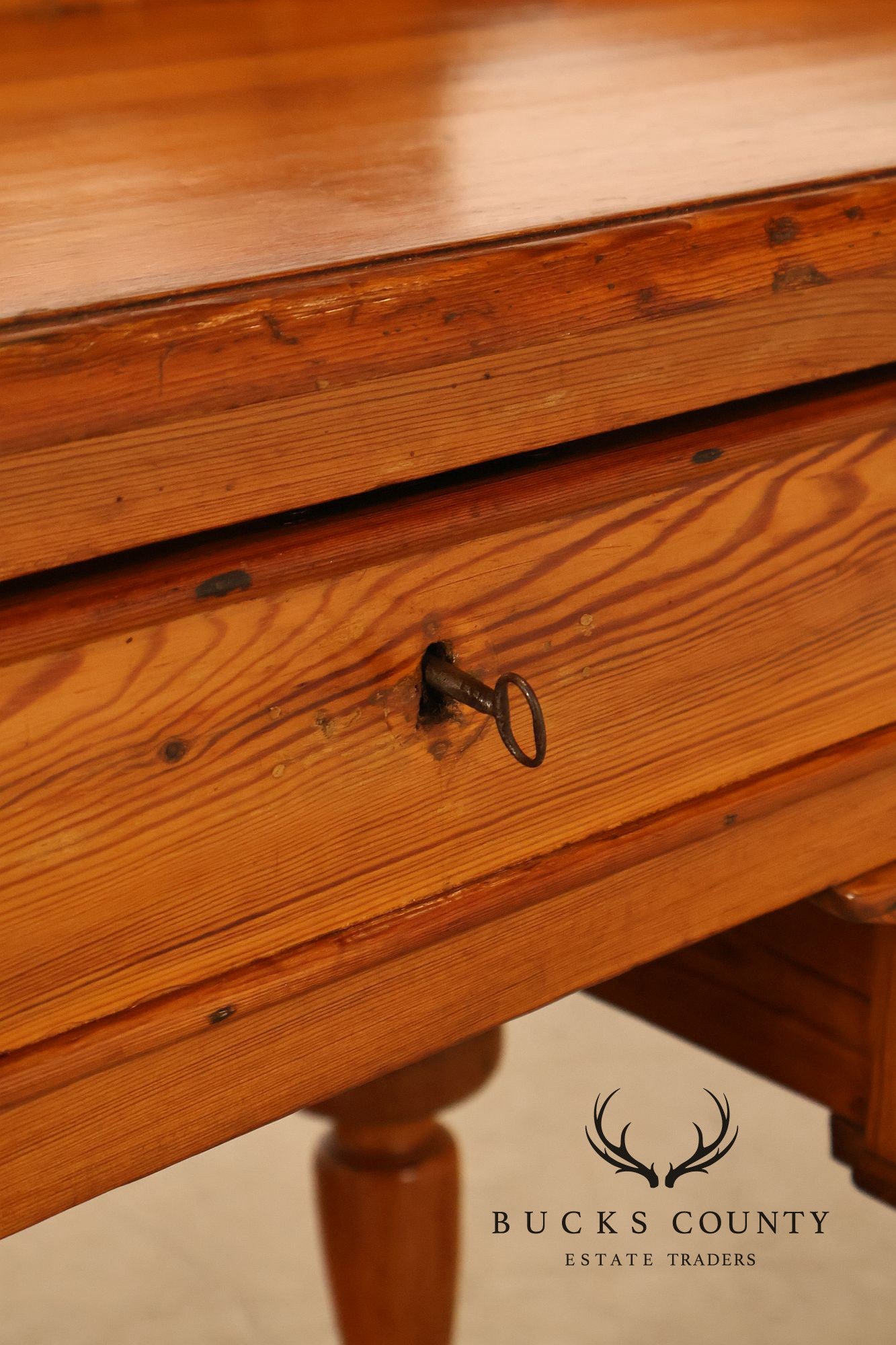 Antique Rustic Pine Five Drawer Work Table Or Dressing Table
