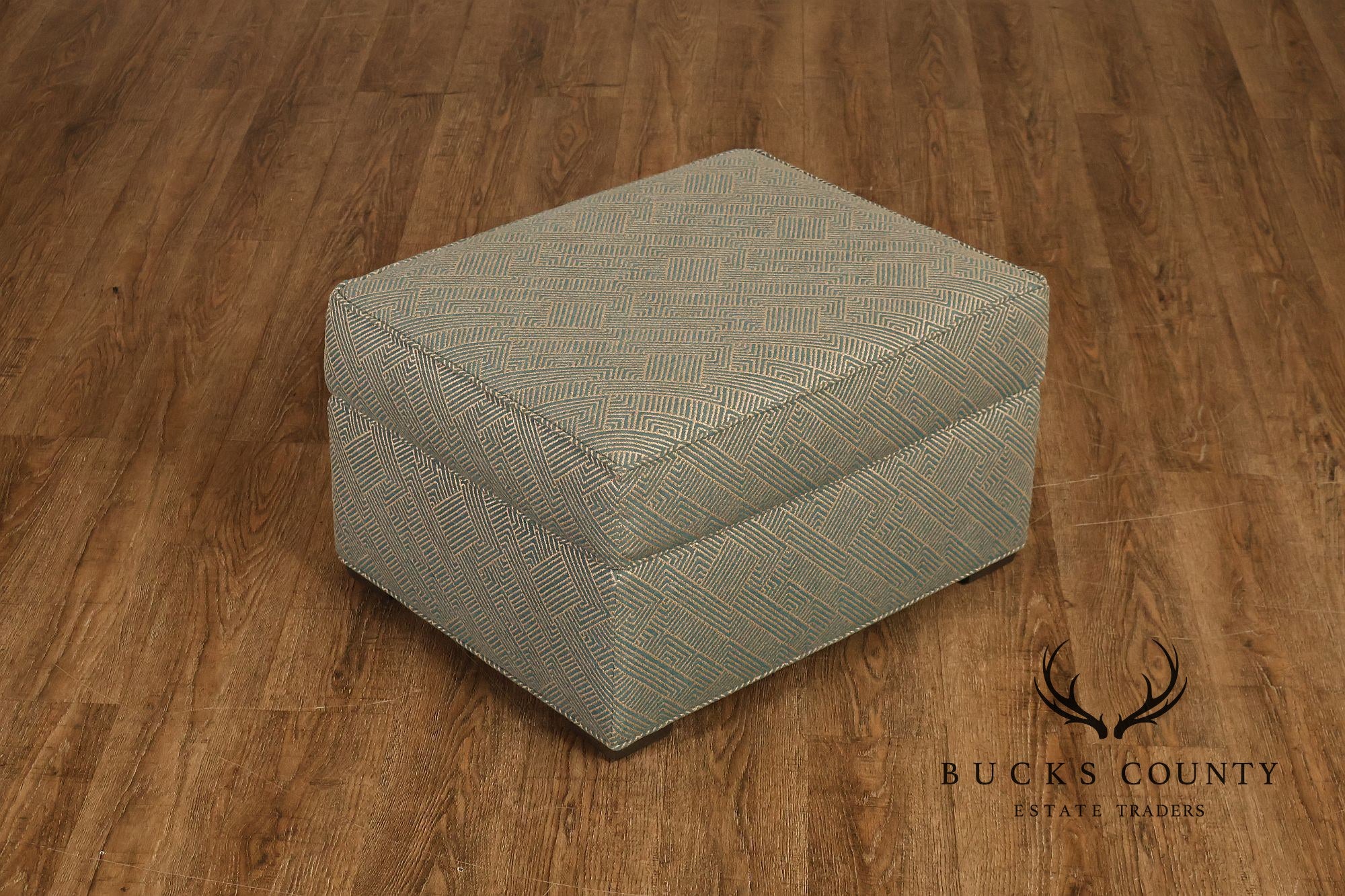 Ethan Allen Pair Of Upholstered Ottoman Footstools